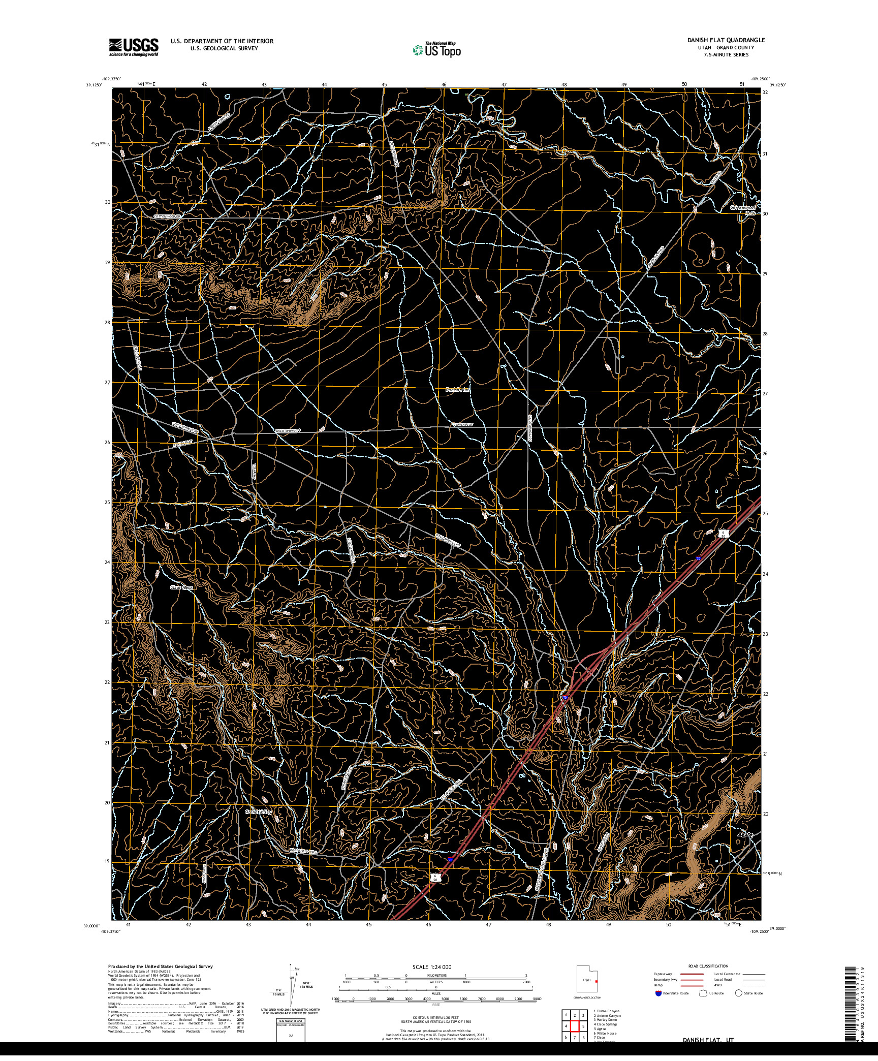 USGS US TOPO 7.5-MINUTE MAP FOR DANISH FLAT, UT 2020