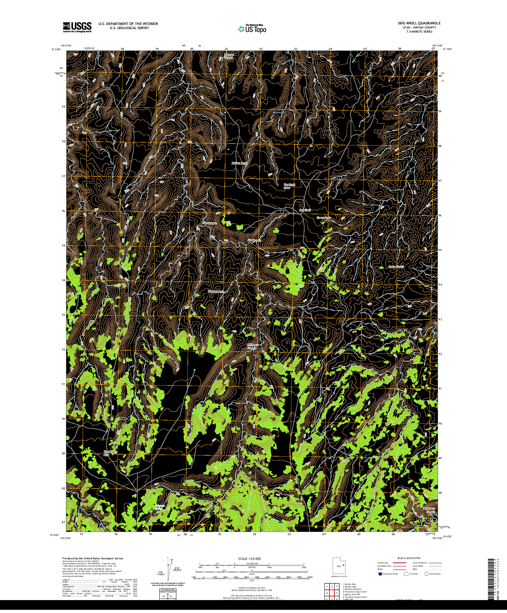 USGS US TOPO 7.5-MINUTE MAP FOR DOG KNOLL, UT 2020