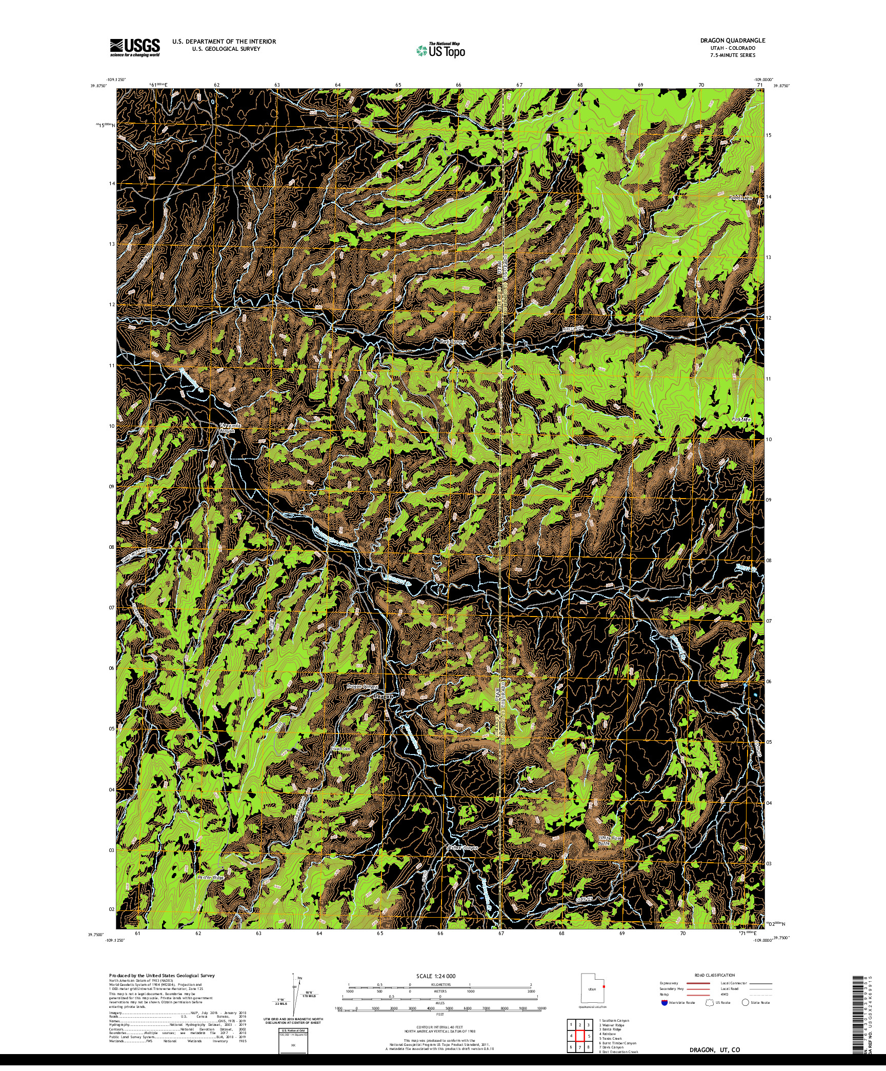 USGS US TOPO 7.5-MINUTE MAP FOR DRAGON, UT,CO 2020