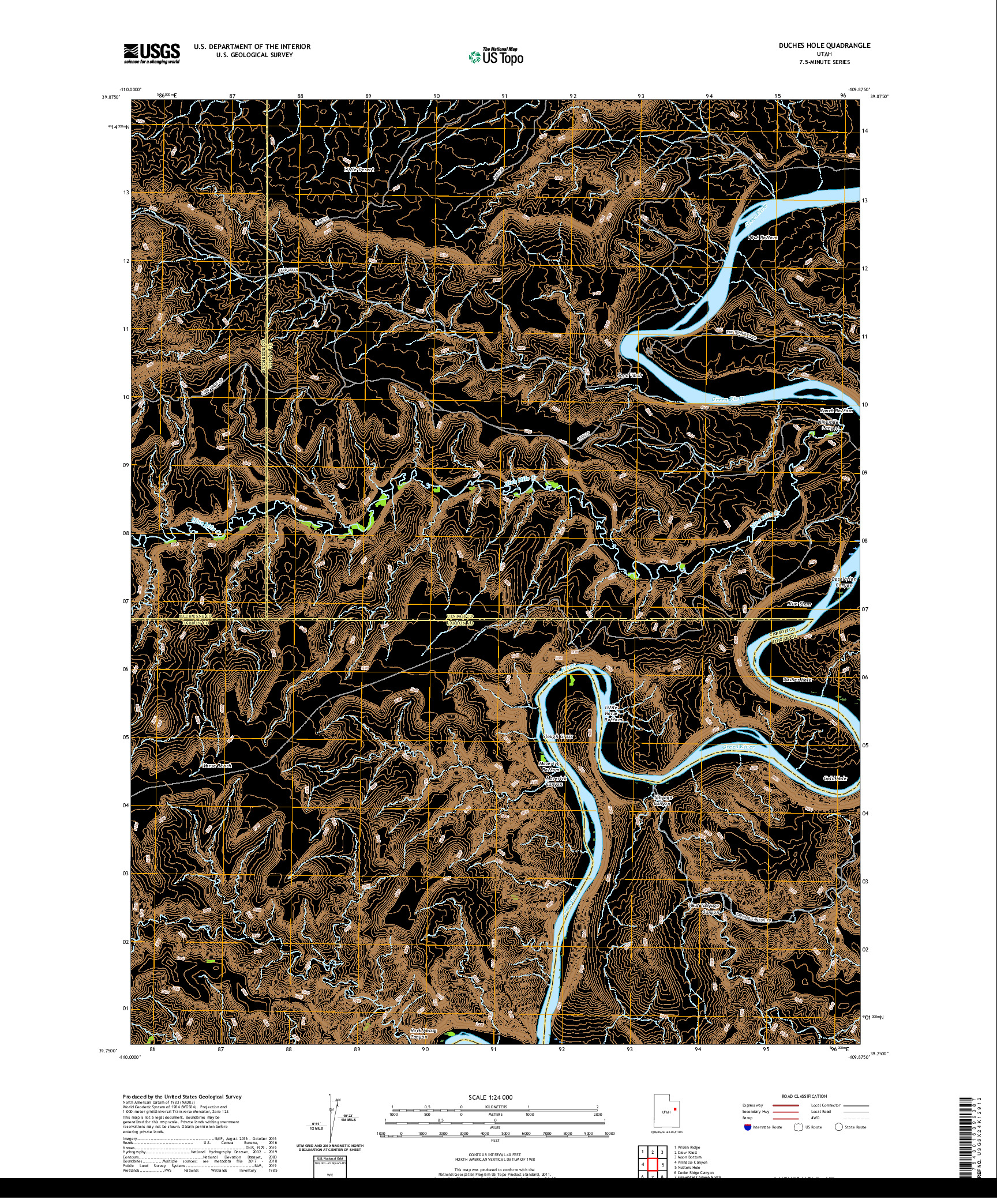 USGS US TOPO 7.5-MINUTE MAP FOR DUCHES HOLE, UT 2020