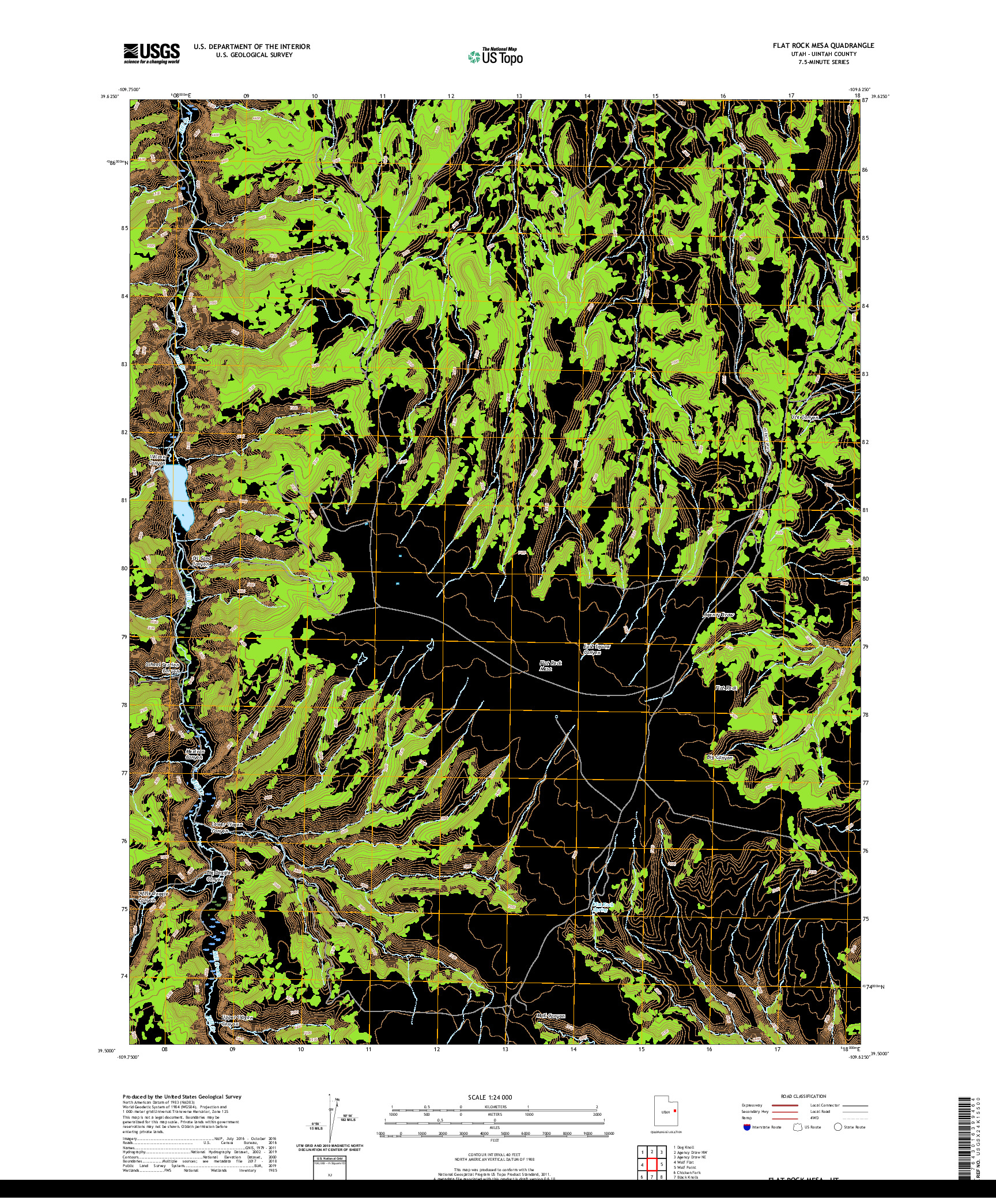 USGS US TOPO 7.5-MINUTE MAP FOR FLAT ROCK MESA, UT 2020