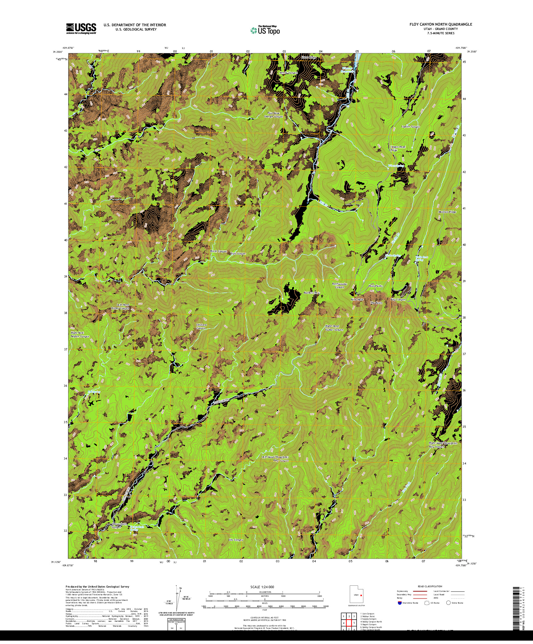 USGS US TOPO 7.5-MINUTE MAP FOR FLOY CANYON NORTH, UT 2020