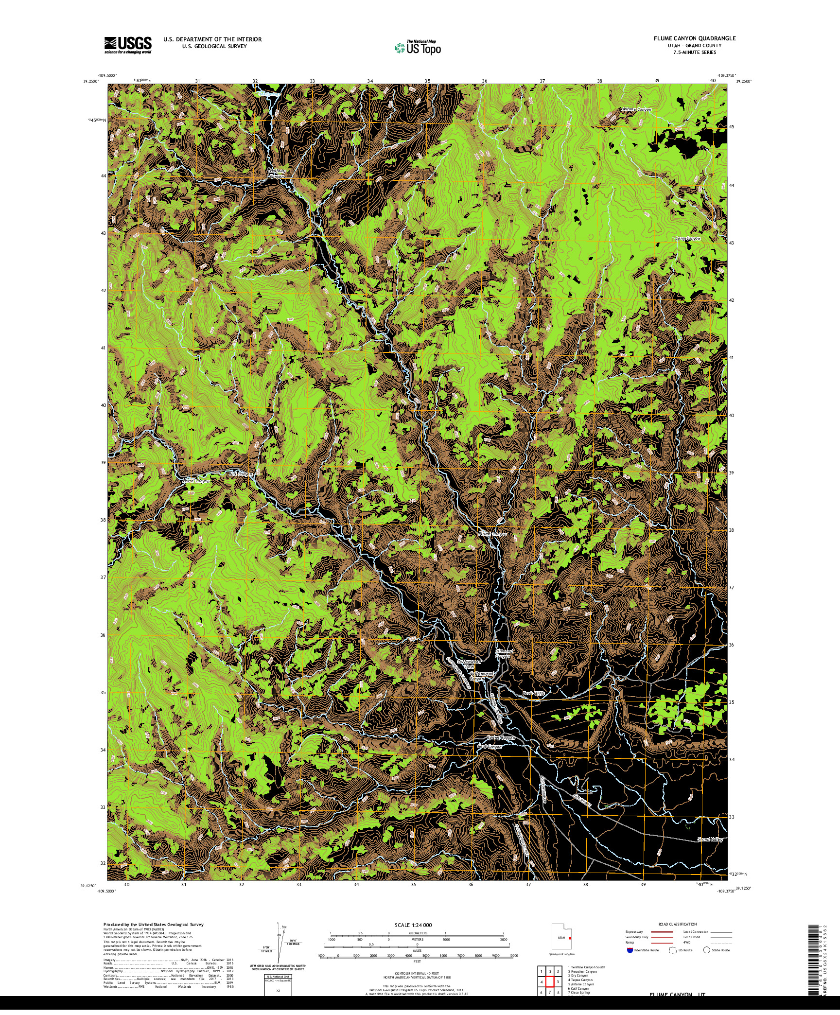 USGS US TOPO 7.5-MINUTE MAP FOR FLUME CANYON, UT 2020