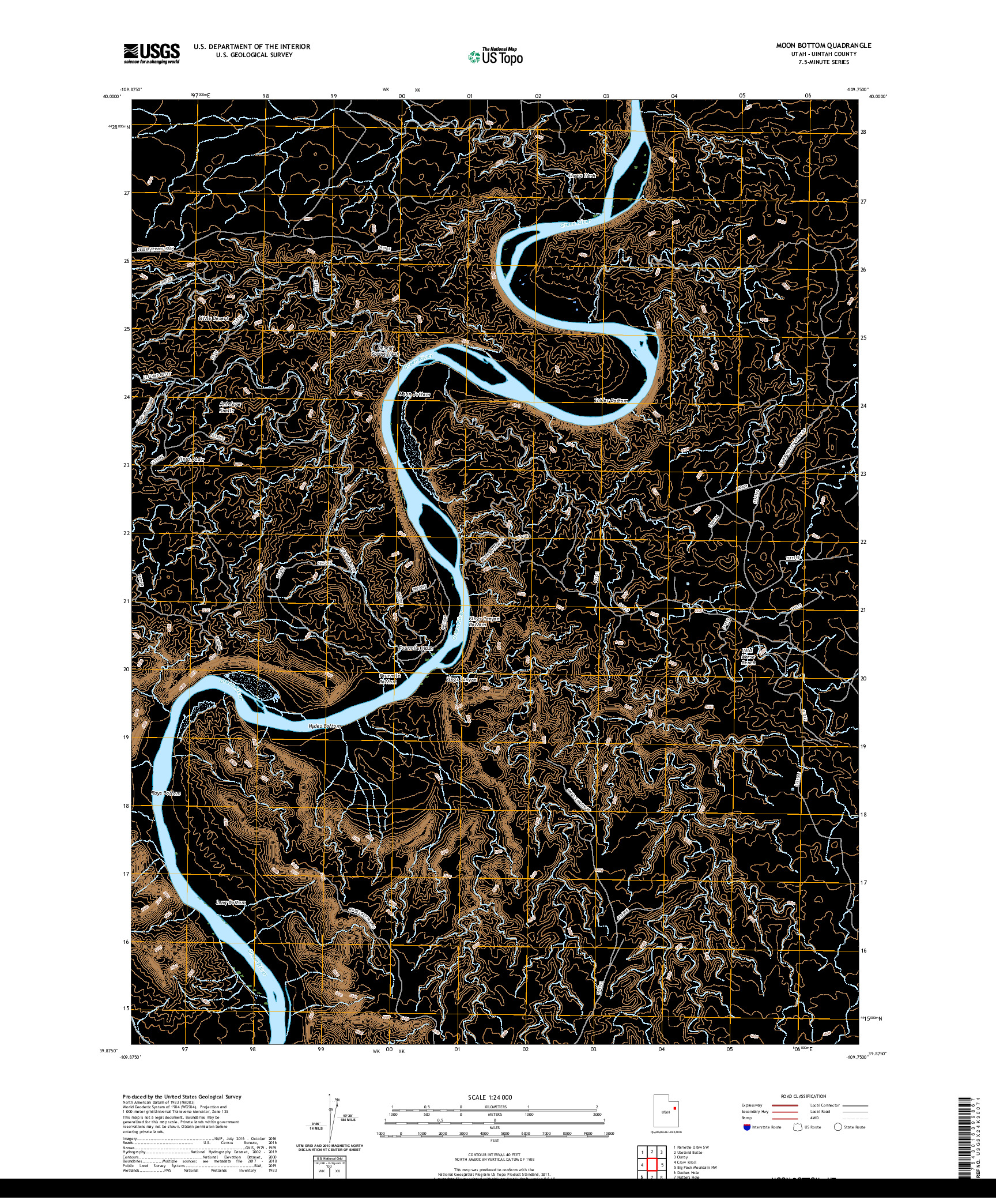 USGS US TOPO 7.5-MINUTE MAP FOR MOON BOTTOM, UT 2020