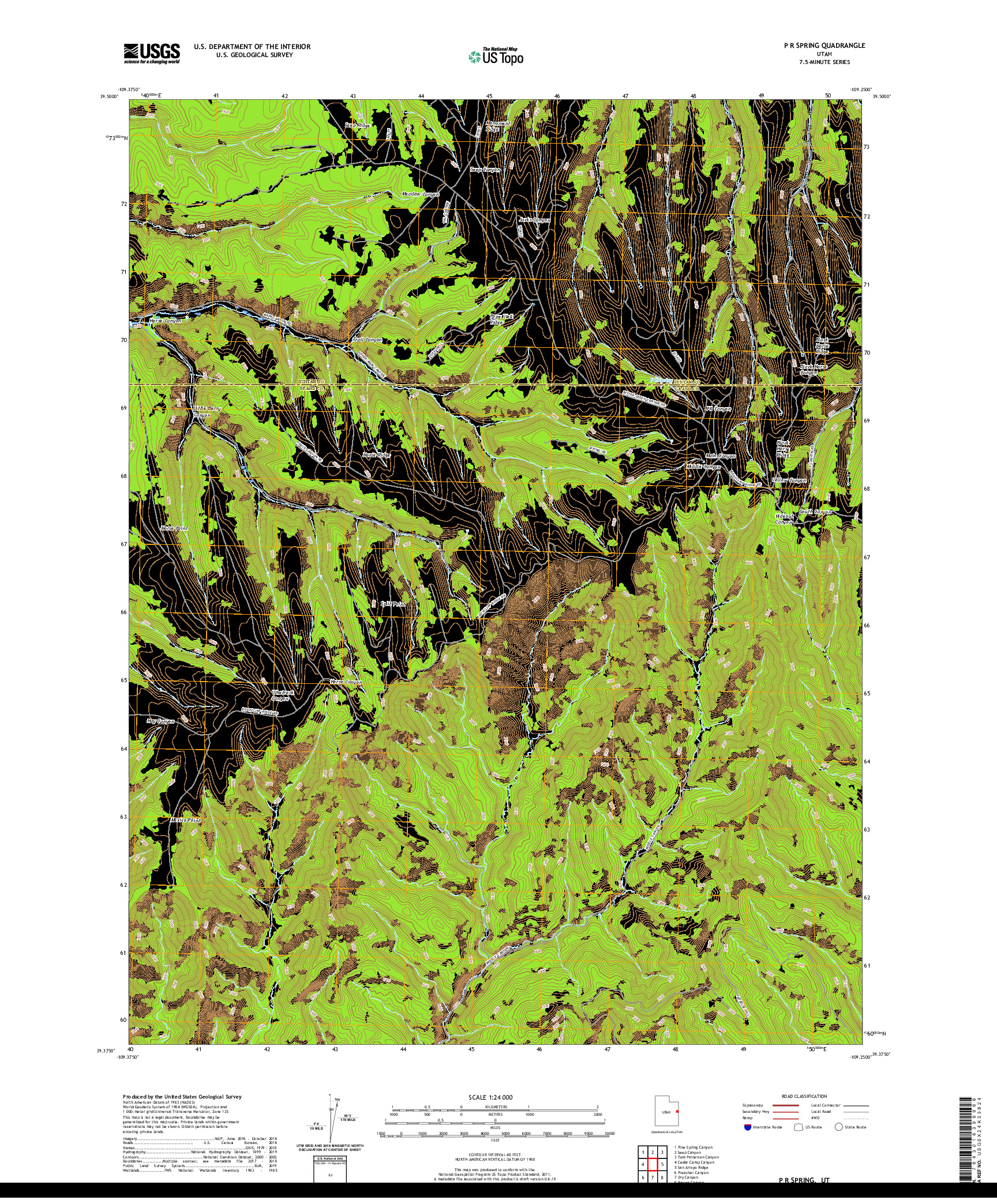 USGS US TOPO 7.5-MINUTE MAP FOR P R SPRING, UT 2020