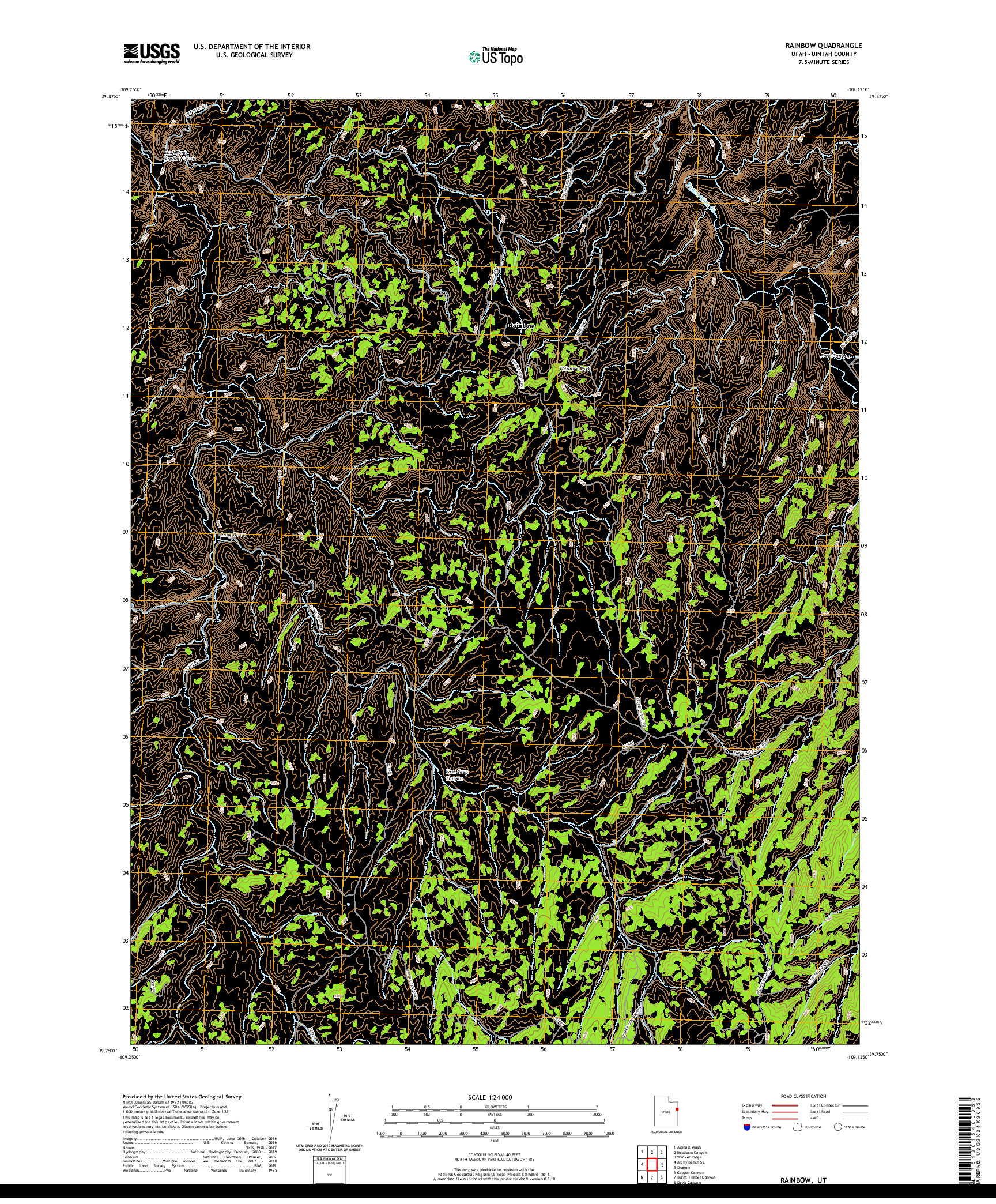 USGS US TOPO 7.5-MINUTE MAP FOR RAINBOW, UT 2020