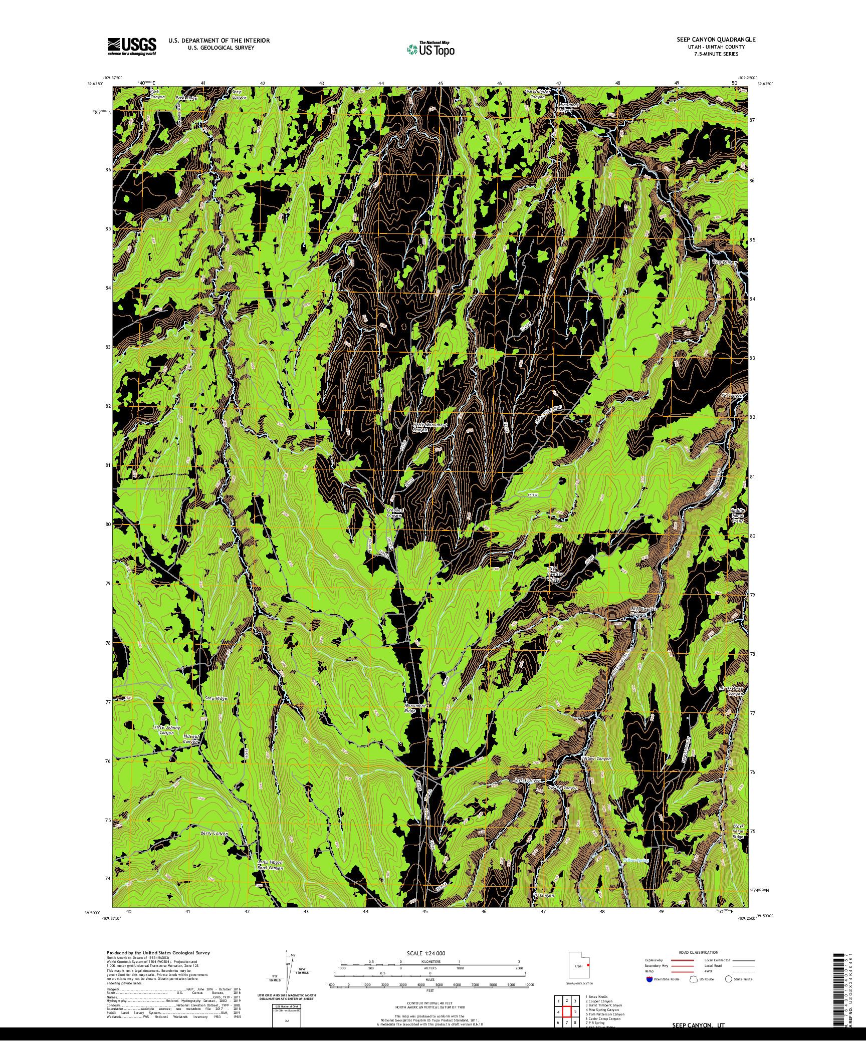 USGS US TOPO 7.5-MINUTE MAP FOR SEEP CANYON, UT 2020