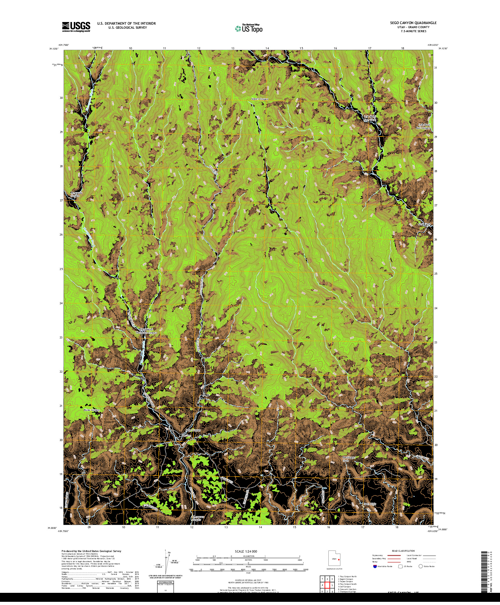 USGS US TOPO 7.5-MINUTE MAP FOR SEGO CANYON, UT 2020