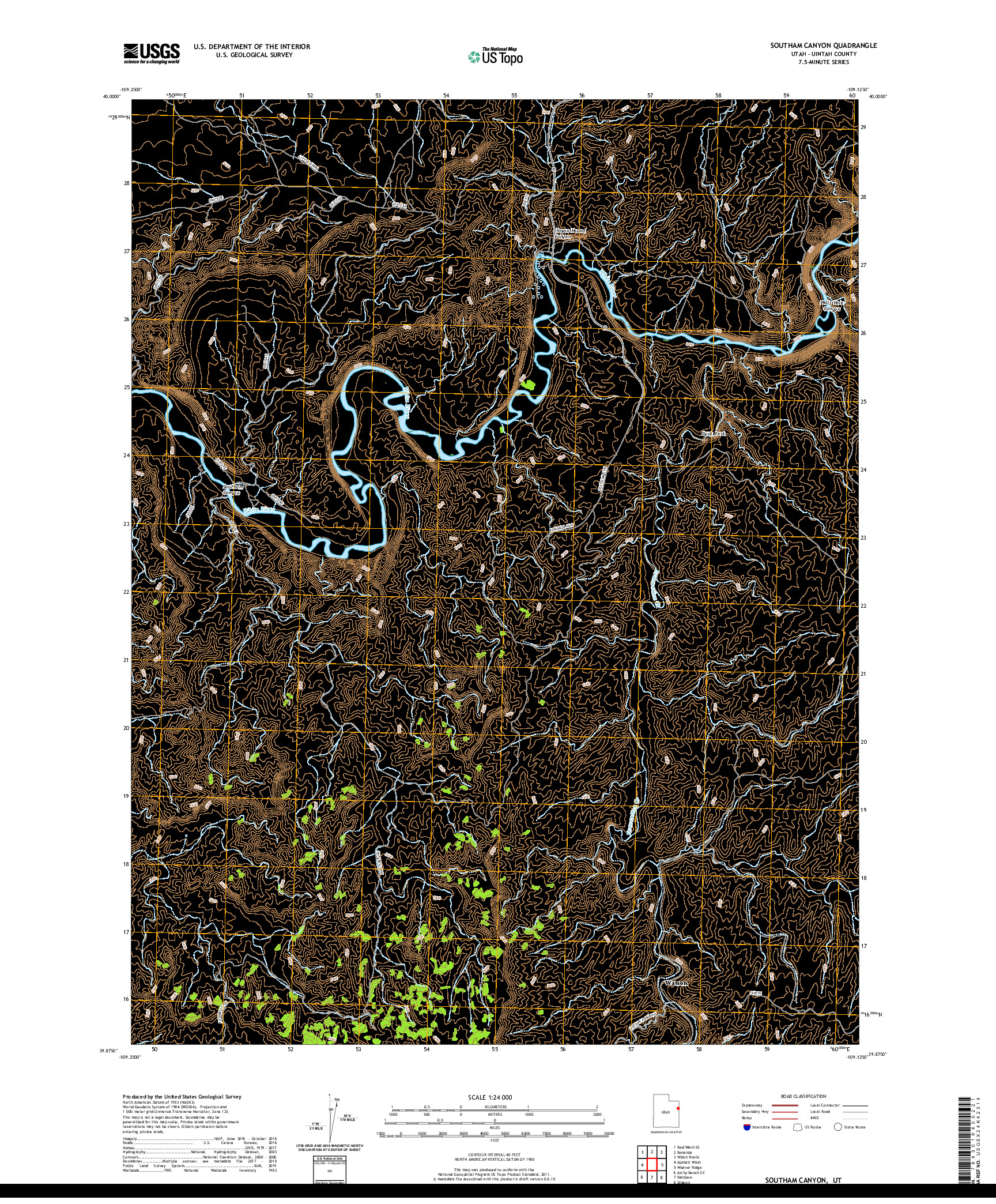 USGS US TOPO 7.5-MINUTE MAP FOR SOUTHAM CANYON, UT 2020