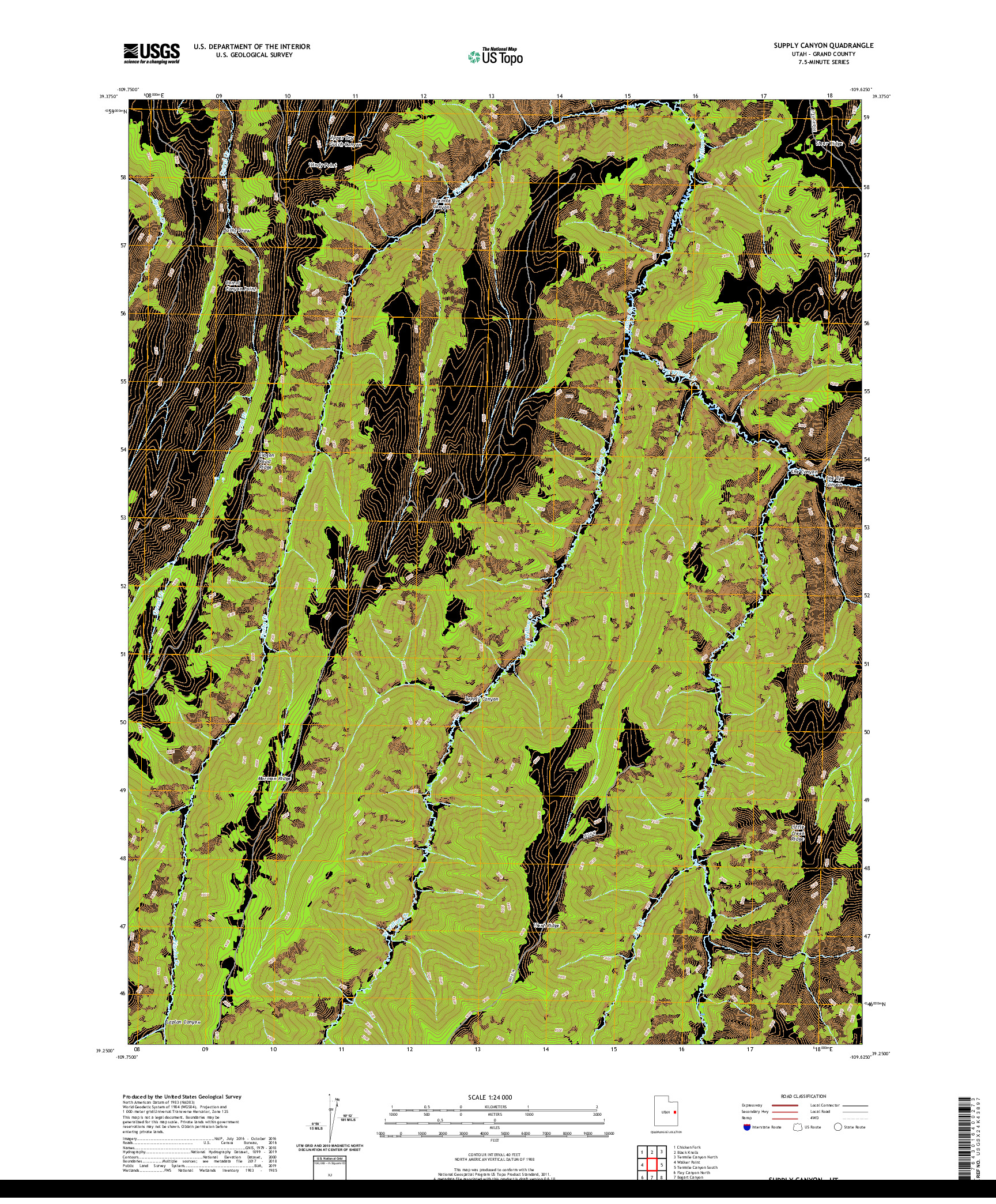 USGS US TOPO 7.5-MINUTE MAP FOR SUPPLY CANYON, UT 2020