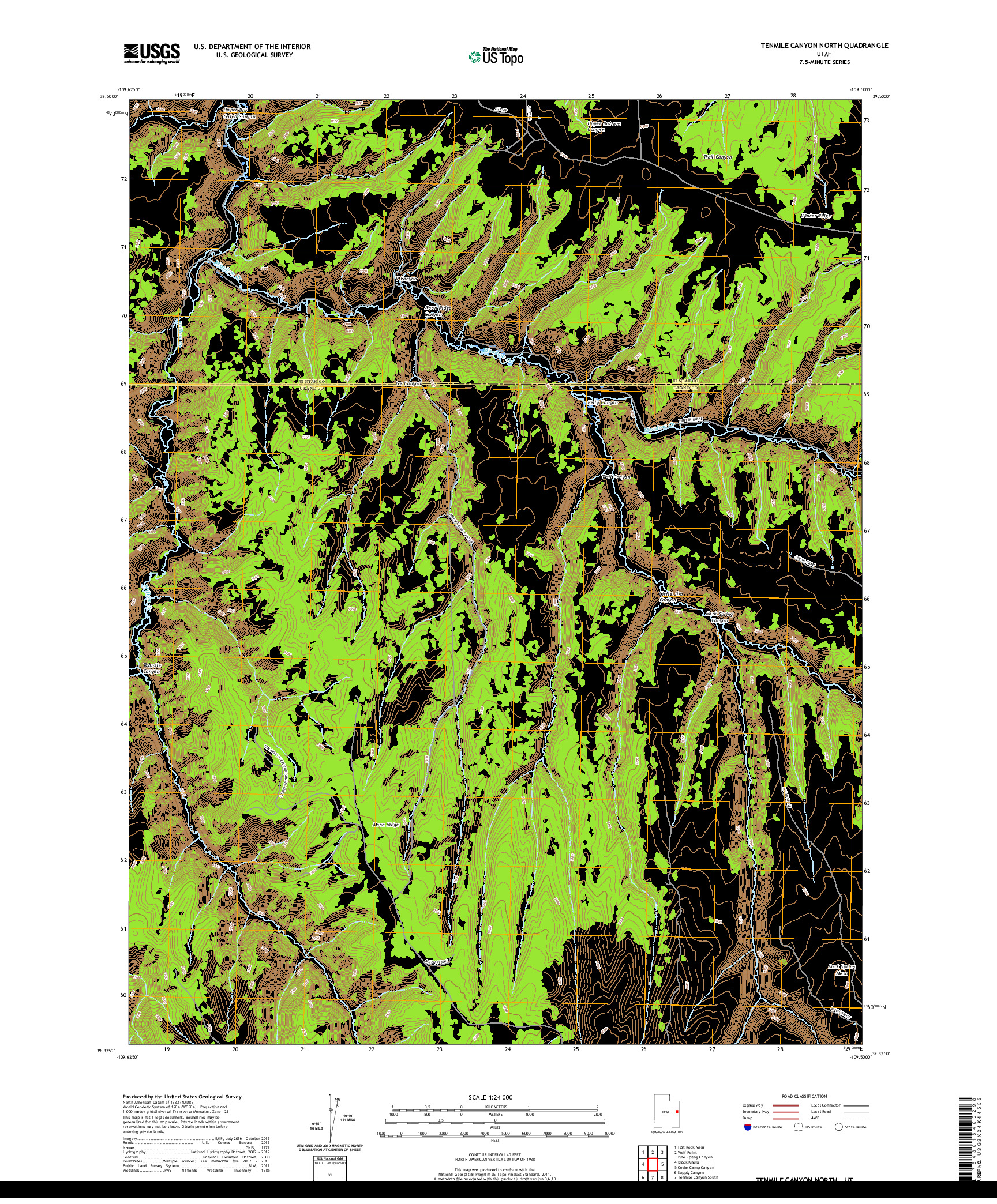 USGS US TOPO 7.5-MINUTE MAP FOR TENMILE CANYON NORTH, UT 2020