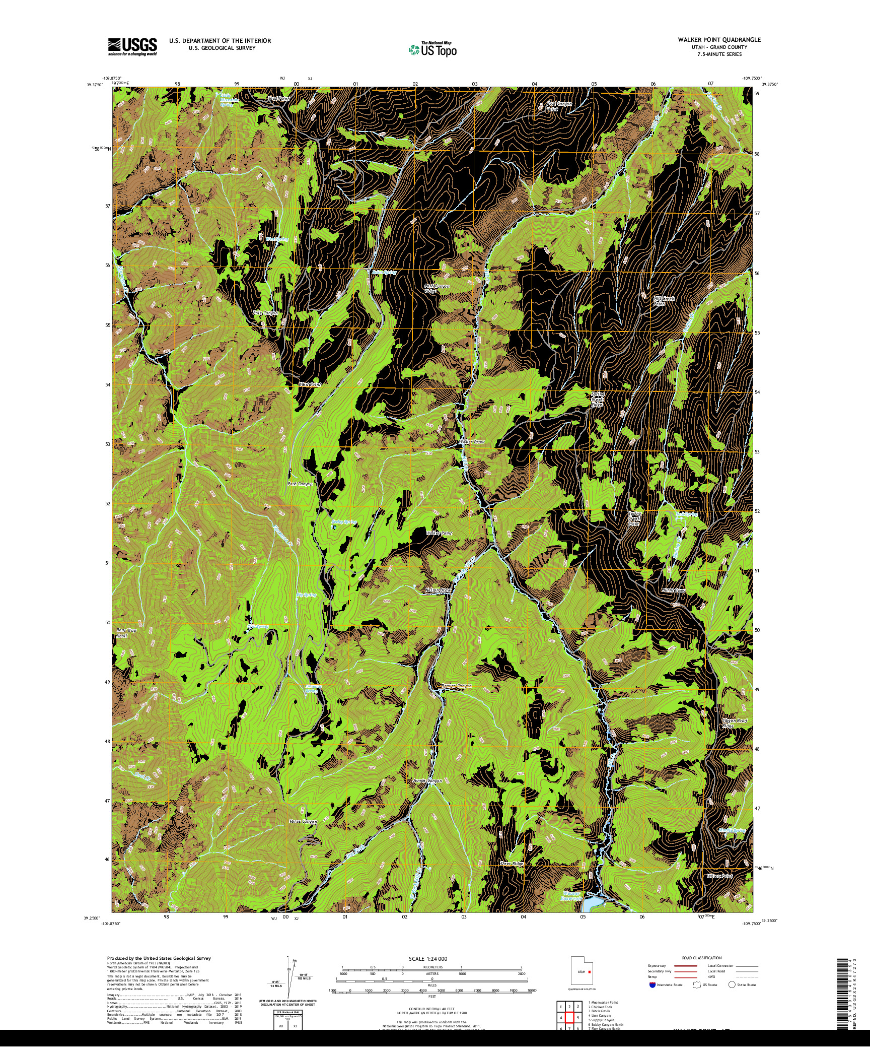 USGS US TOPO 7.5-MINUTE MAP FOR WALKER POINT, UT 2020