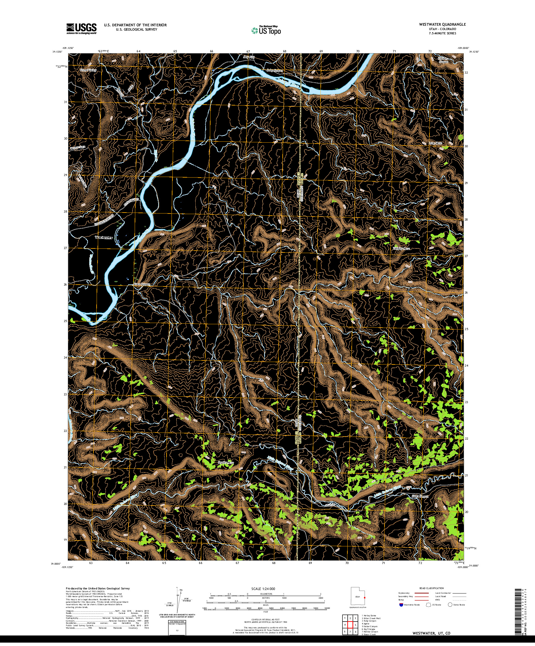 USGS US TOPO 7.5-MINUTE MAP FOR WESTWATER, UT,CO 2020