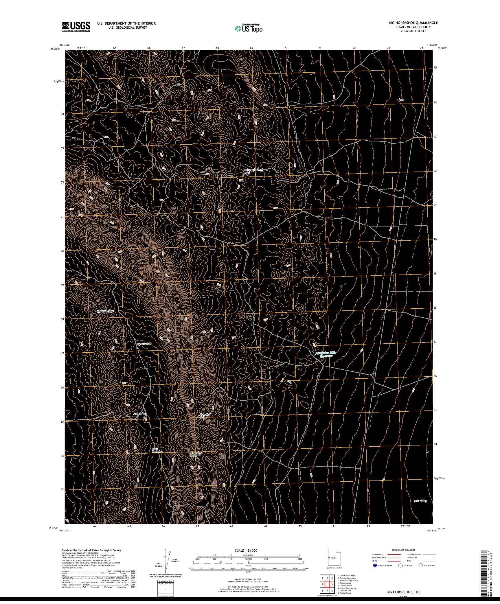 USGS US TOPO 7.5-MINUTE MAP FOR BIG HORSESHOE, UT 2020