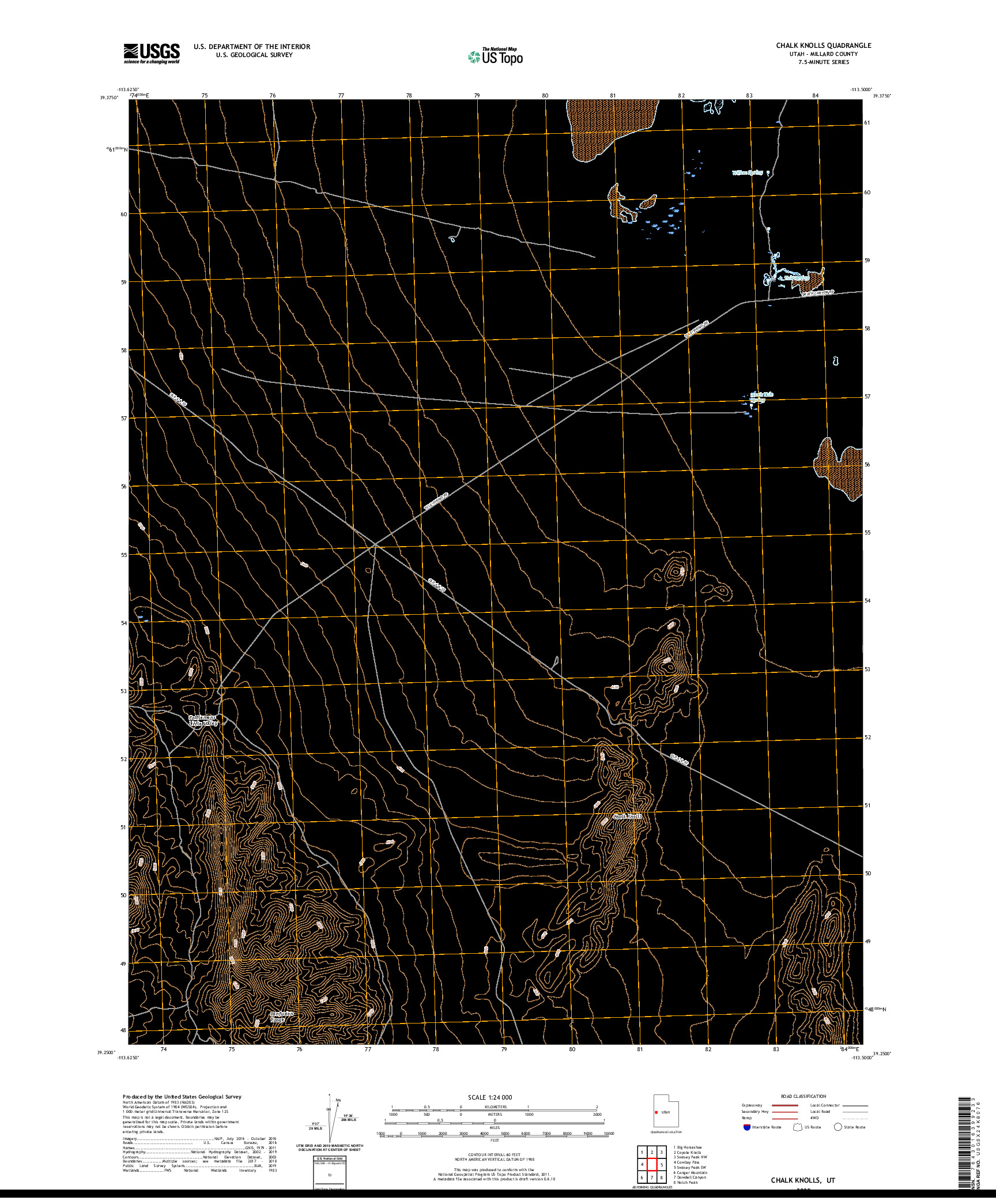 USGS US TOPO 7.5-MINUTE MAP FOR CHALK KNOLLS, UT 2020