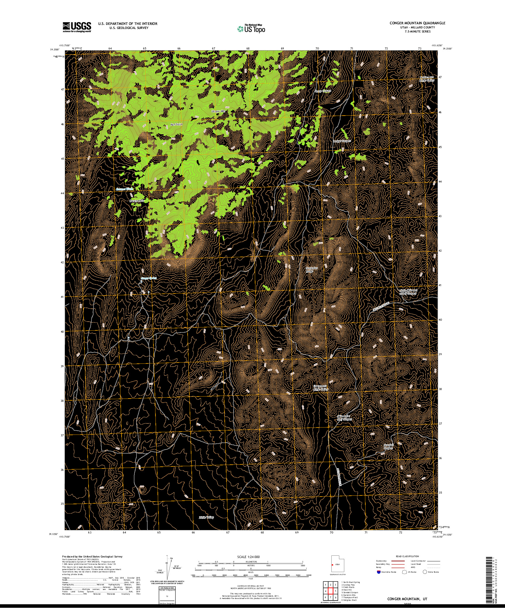 USGS US TOPO 7.5-MINUTE MAP FOR CONGER MOUNTAIN, UT 2020