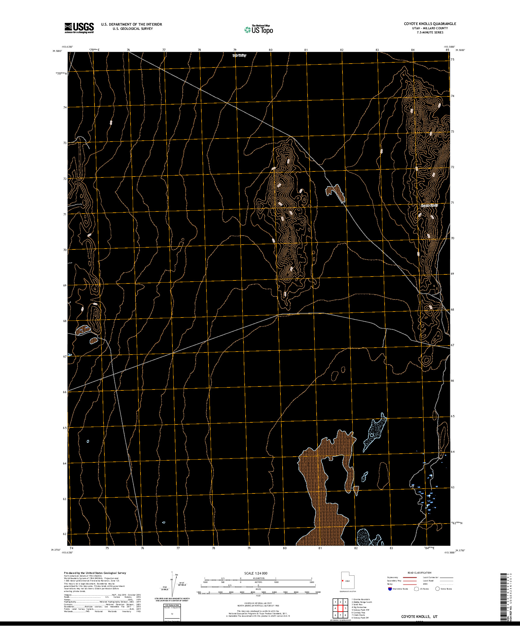 USGS US TOPO 7.5-MINUTE MAP FOR COYOTE KNOLLS, UT 2020