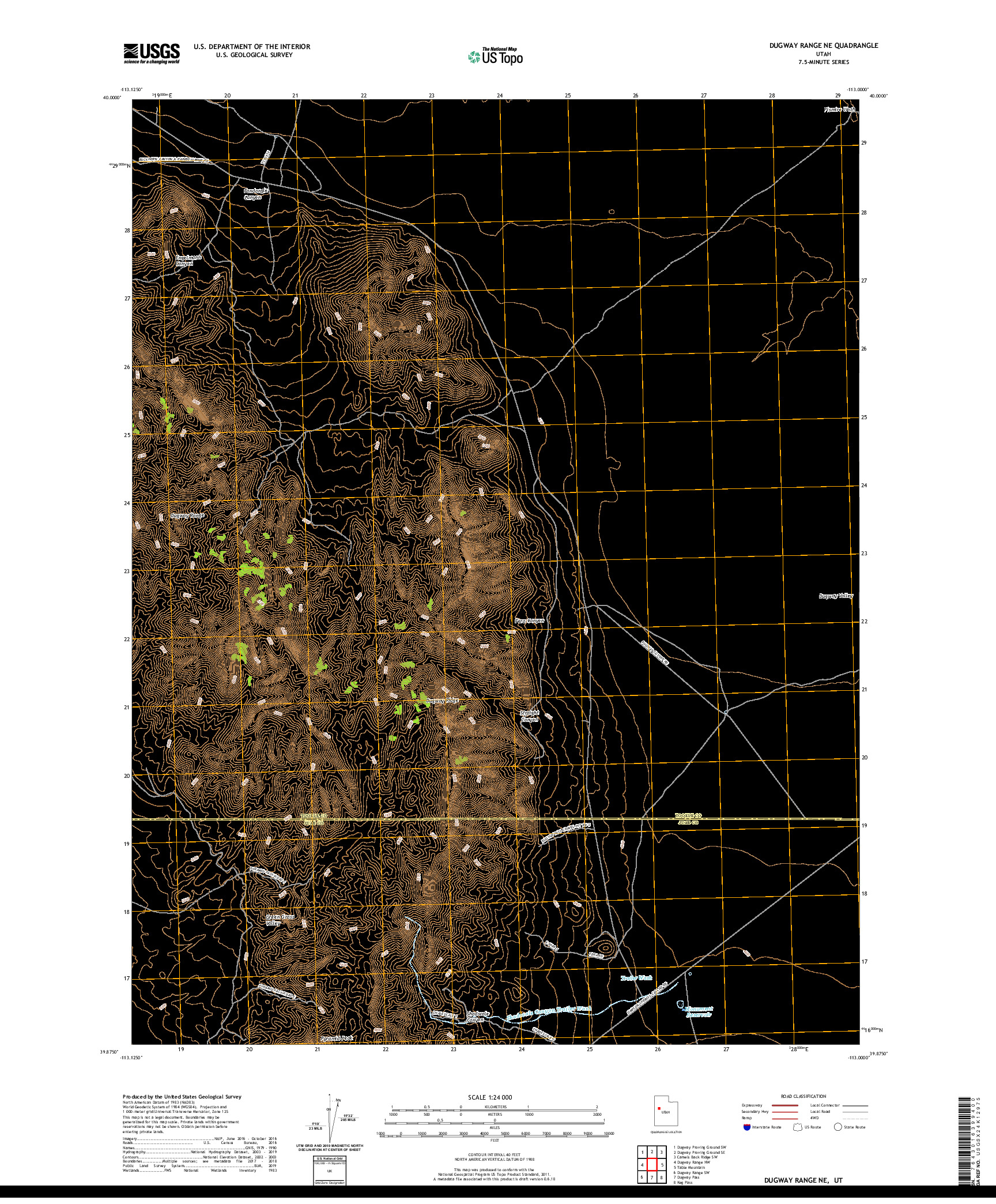 USGS US TOPO 7.5-MINUTE MAP FOR DUGWAY RANGE NE, UT 2020