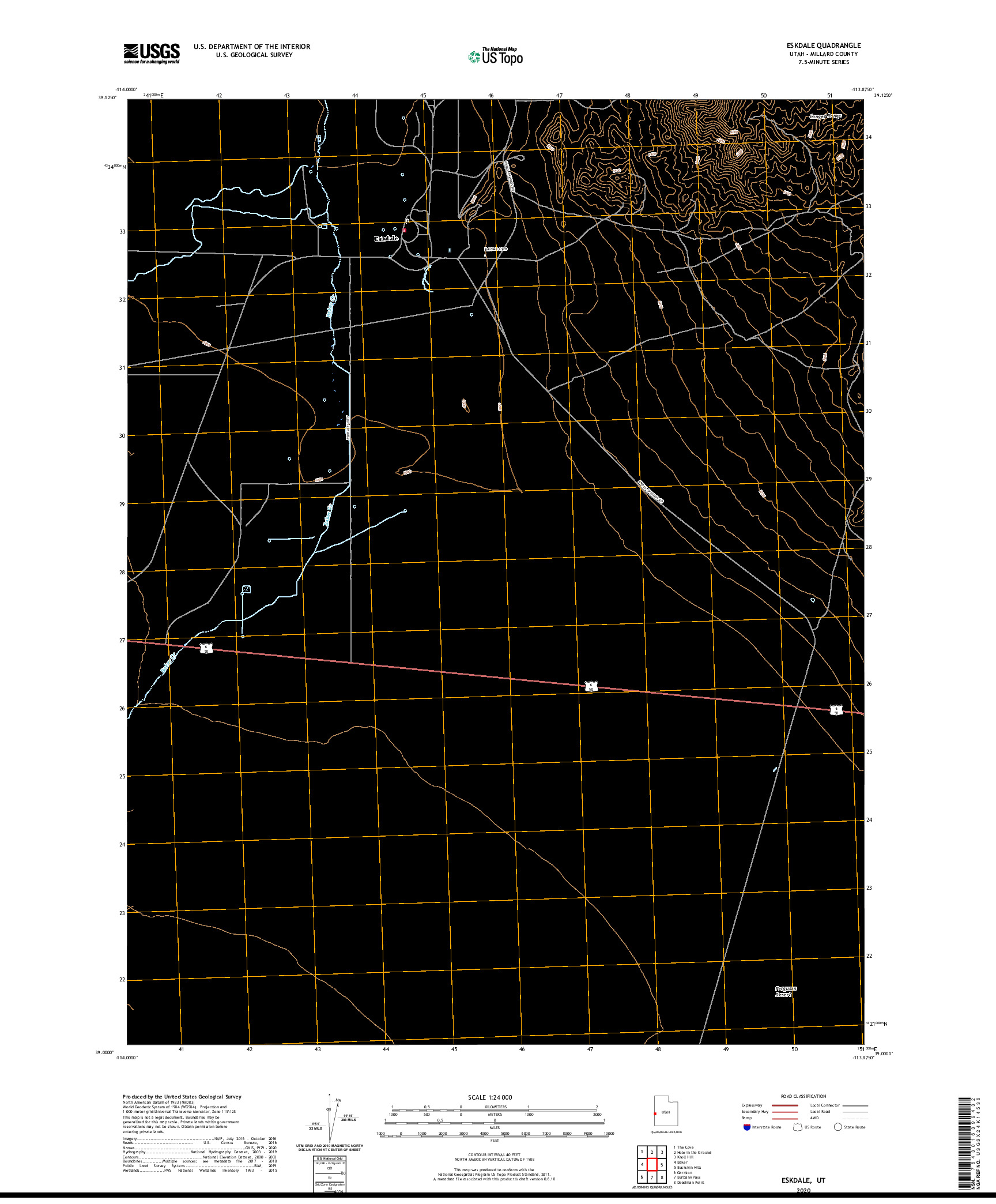 USGS US TOPO 7.5-MINUTE MAP FOR ESKDALE, UT 2020