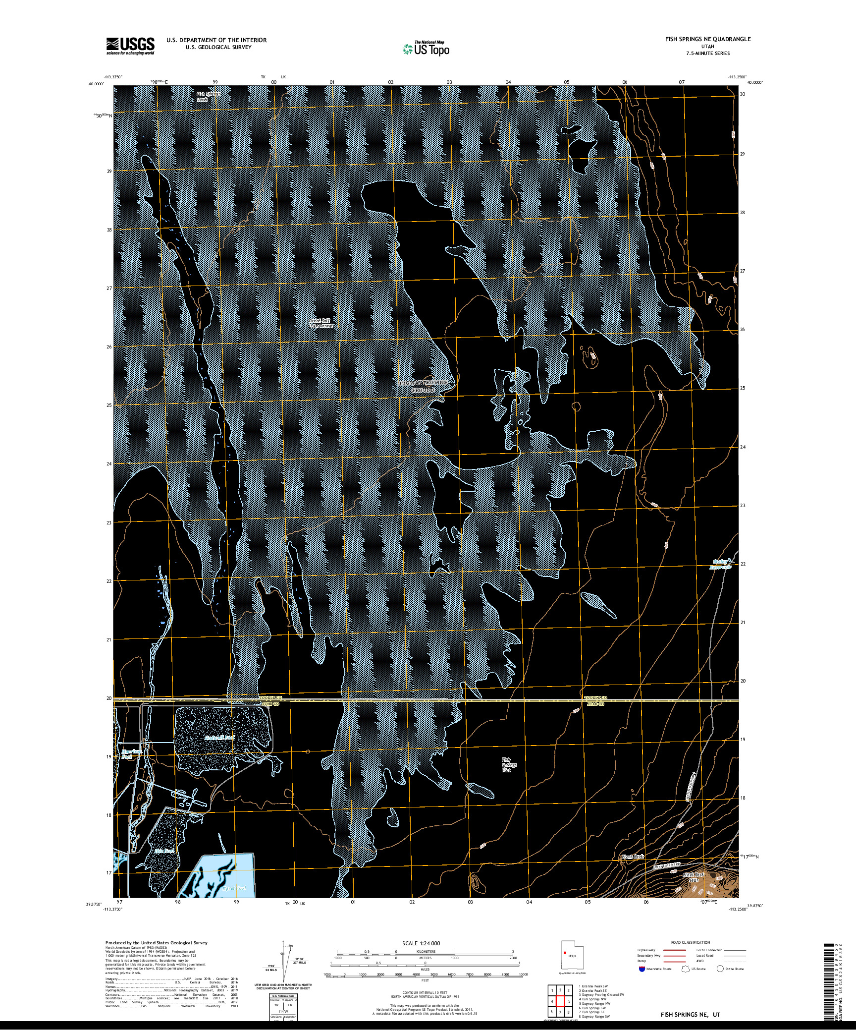 USGS US TOPO 7.5-MINUTE MAP FOR FISH SPRINGS NE, UT 2020