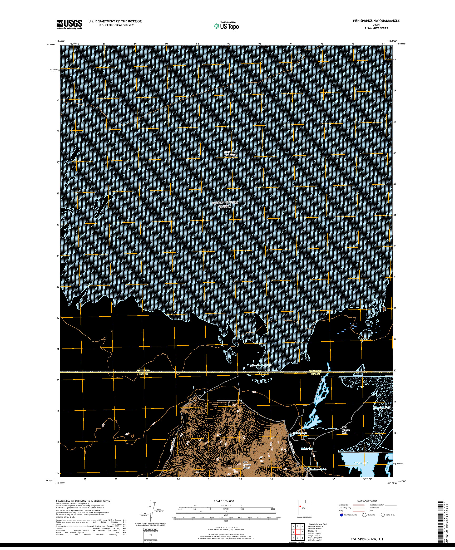 USGS US TOPO 7.5-MINUTE MAP FOR FISH SPRINGS NW, UT 2020