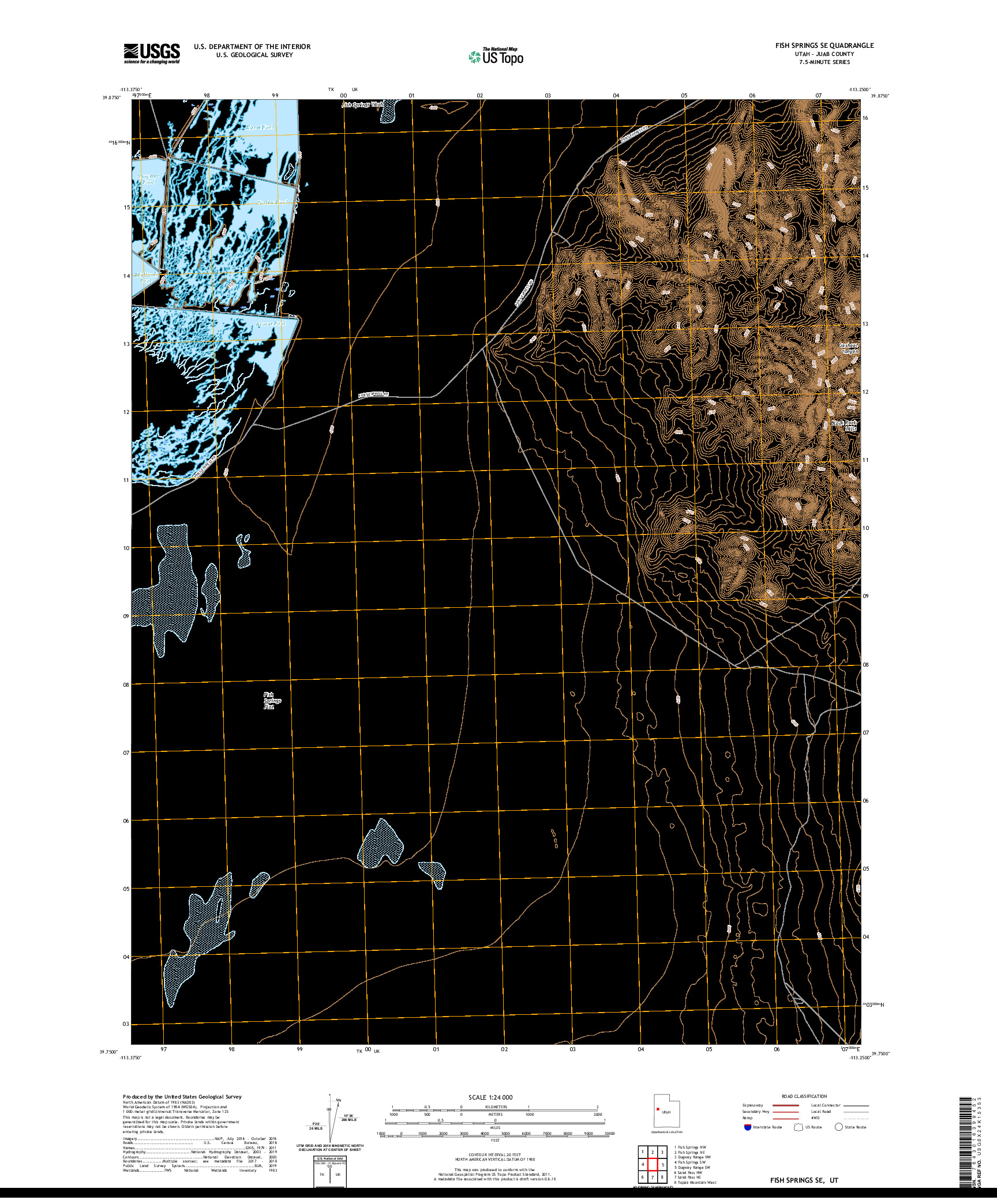USGS US TOPO 7.5-MINUTE MAP FOR FISH SPRINGS SE, UT 2020
