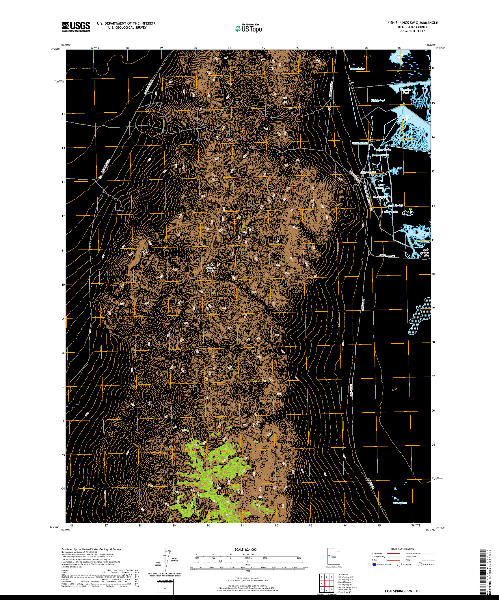 USGS US TOPO 7.5-MINUTE MAP FOR FISH SPRINGS SW, UT 2020