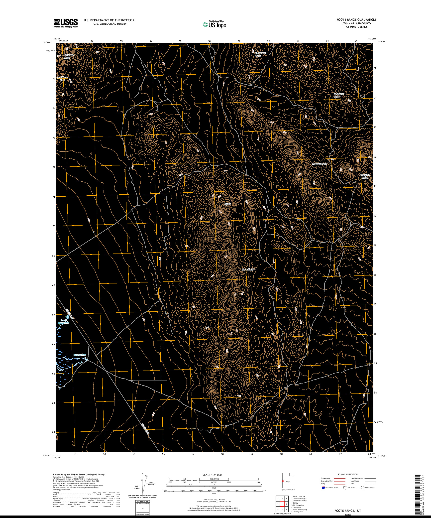 USGS US TOPO 7.5-MINUTE MAP FOR FOOTE RANGE, UT 2020