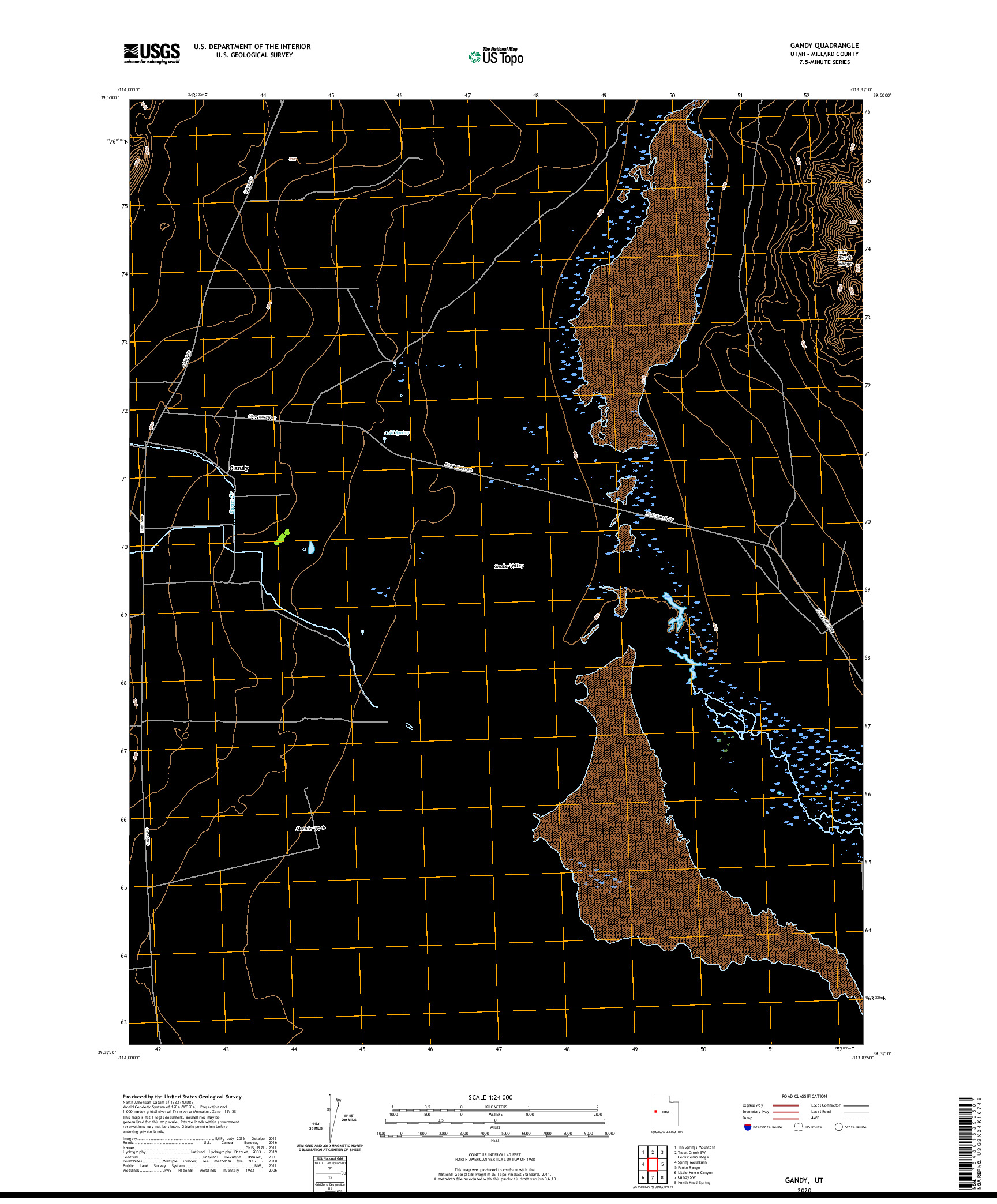 USGS US TOPO 7.5-MINUTE MAP FOR GANDY, UT 2020