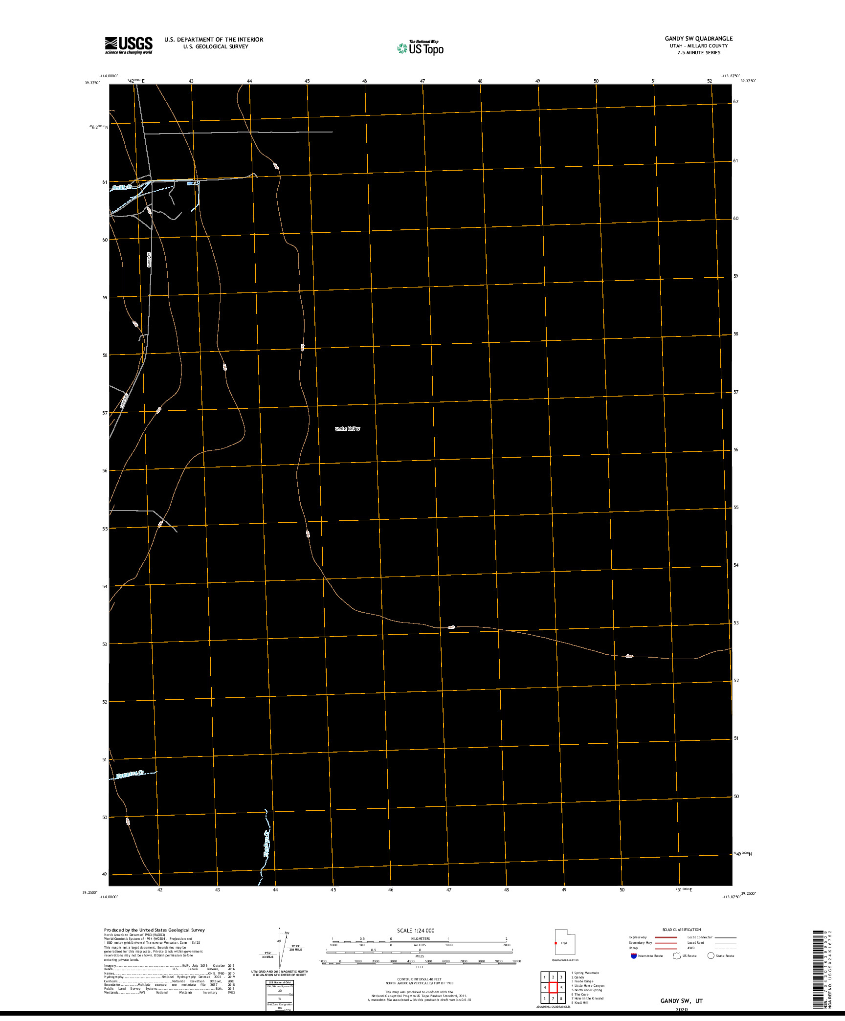 USGS US TOPO 7.5-MINUTE MAP FOR GANDY SW, UT 2020