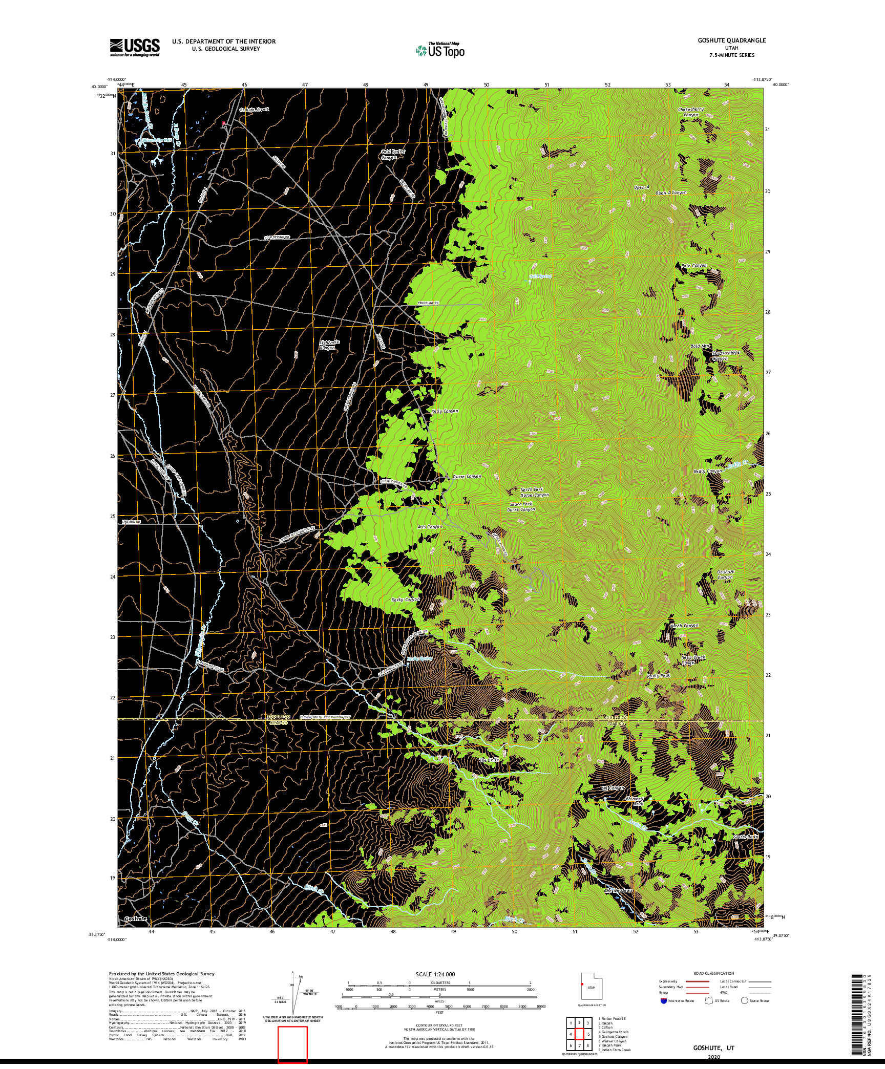 USGS US TOPO 7.5-MINUTE MAP FOR GOSHUTE, UT 2020