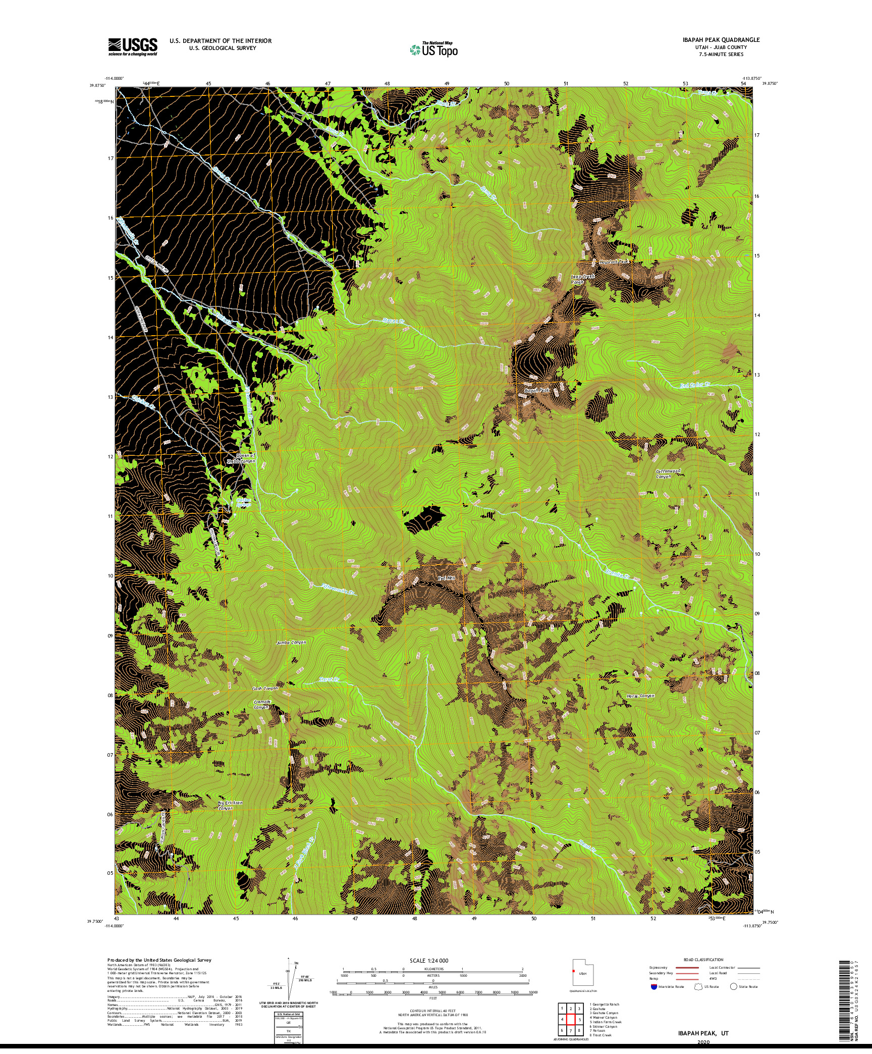 USGS US TOPO 7.5-MINUTE MAP FOR IBAPAH PEAK, UT 2020