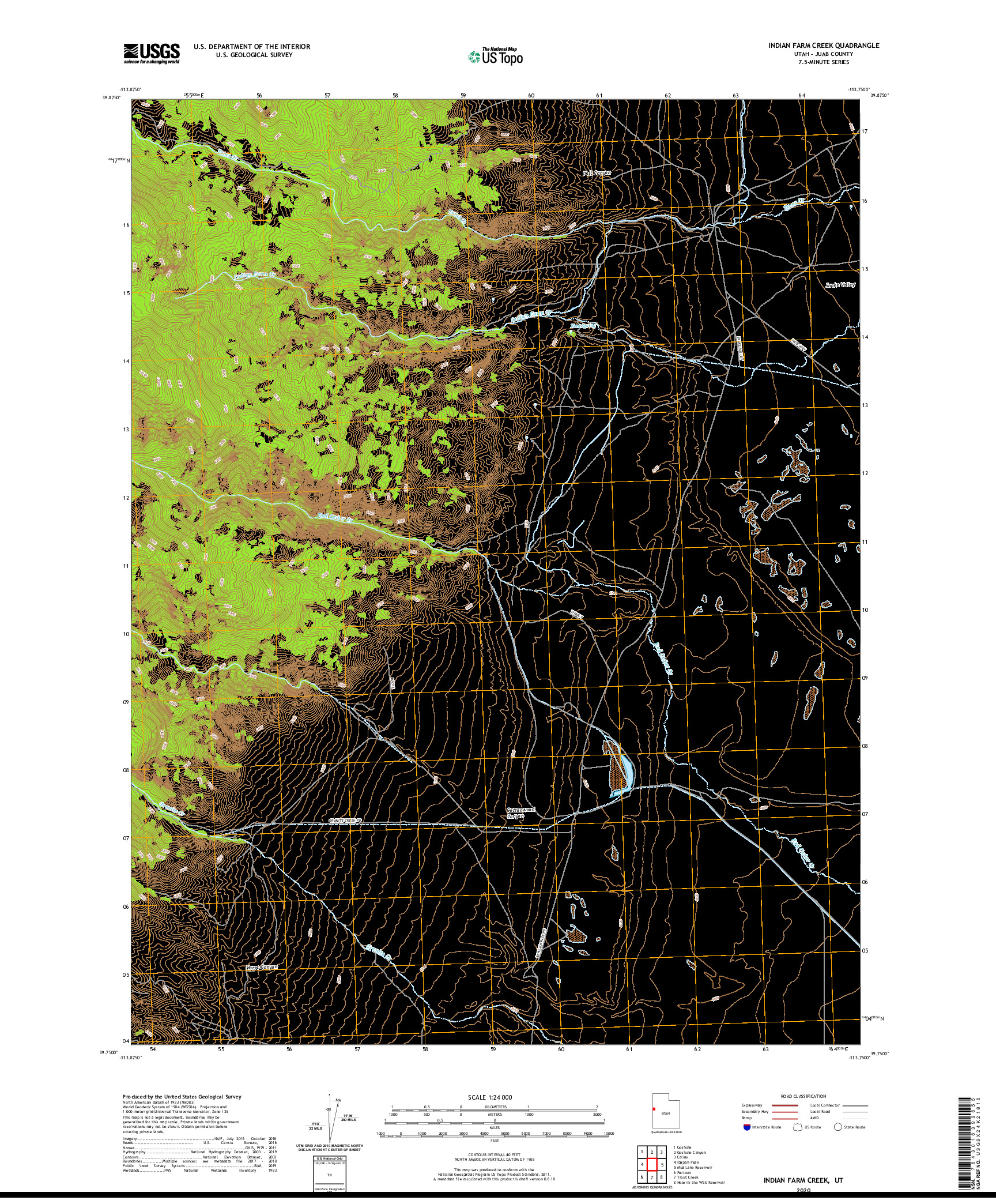 USGS US TOPO 7.5-MINUTE MAP FOR INDIAN FARM CREEK, UT 2020
