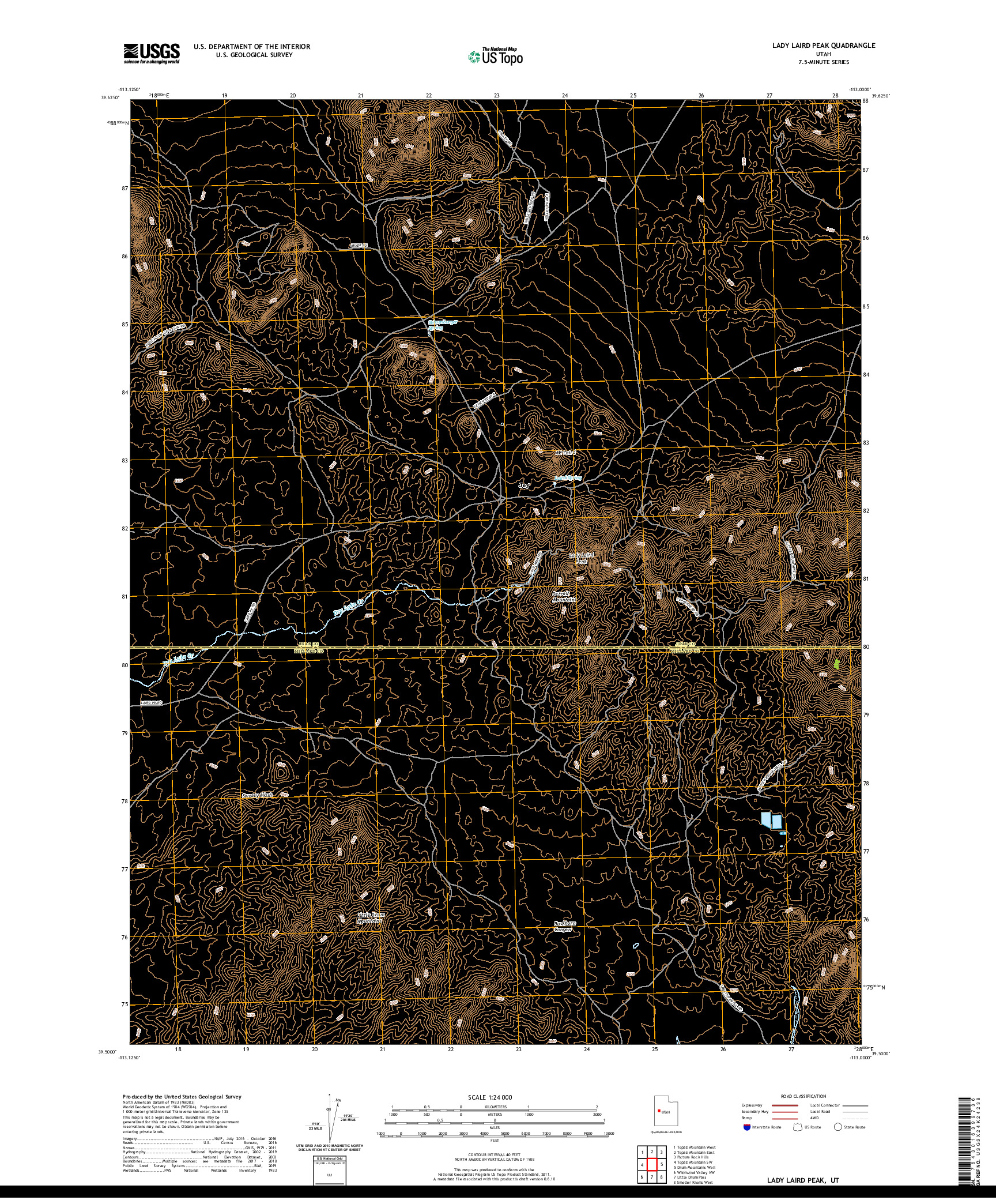USGS US TOPO 7.5-MINUTE MAP FOR LADY LAIRD PEAK, UT 2020