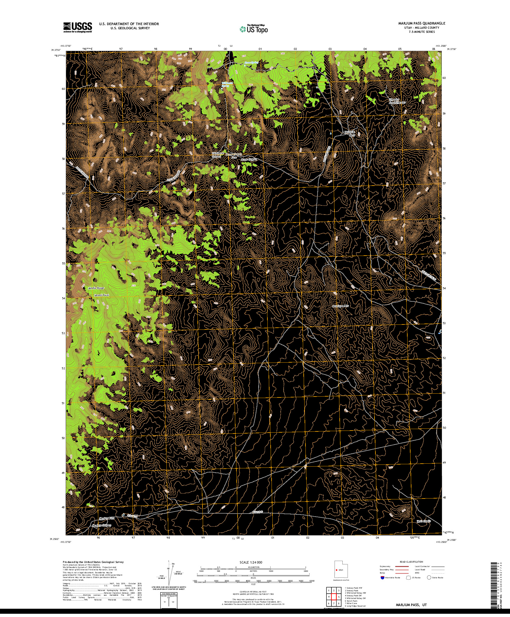 USGS US TOPO 7.5-MINUTE MAP FOR MARJUM PASS, UT 2020