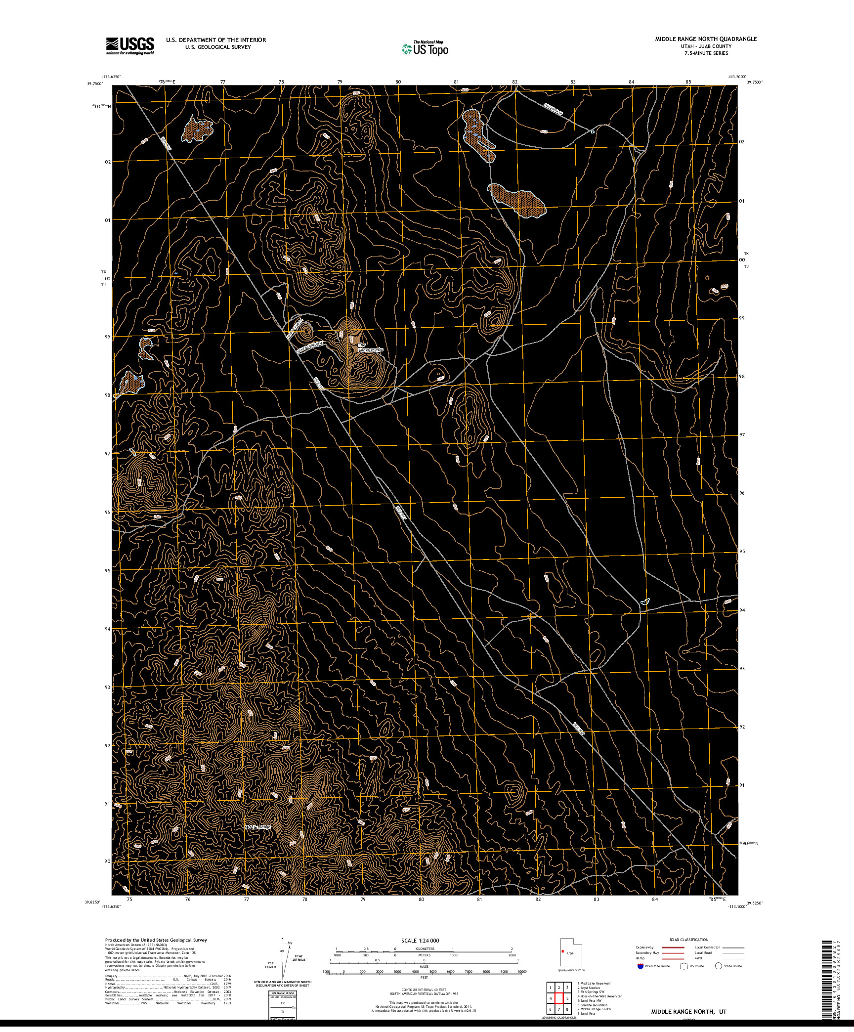 USGS US TOPO 7.5-MINUTE MAP FOR MIDDLE RANGE NORTH, UT 2020