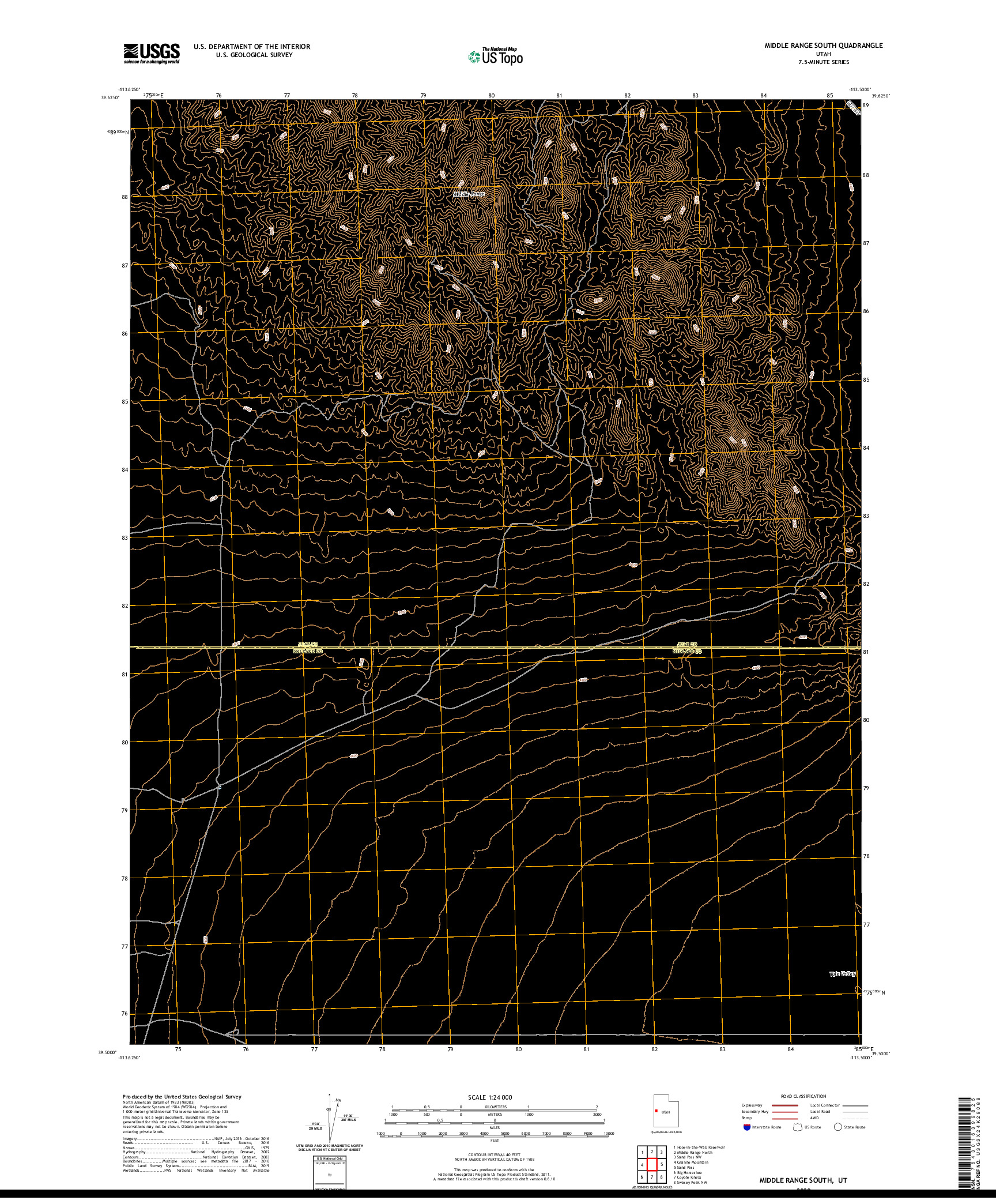 USGS US TOPO 7.5-MINUTE MAP FOR MIDDLE RANGE SOUTH, UT 2020