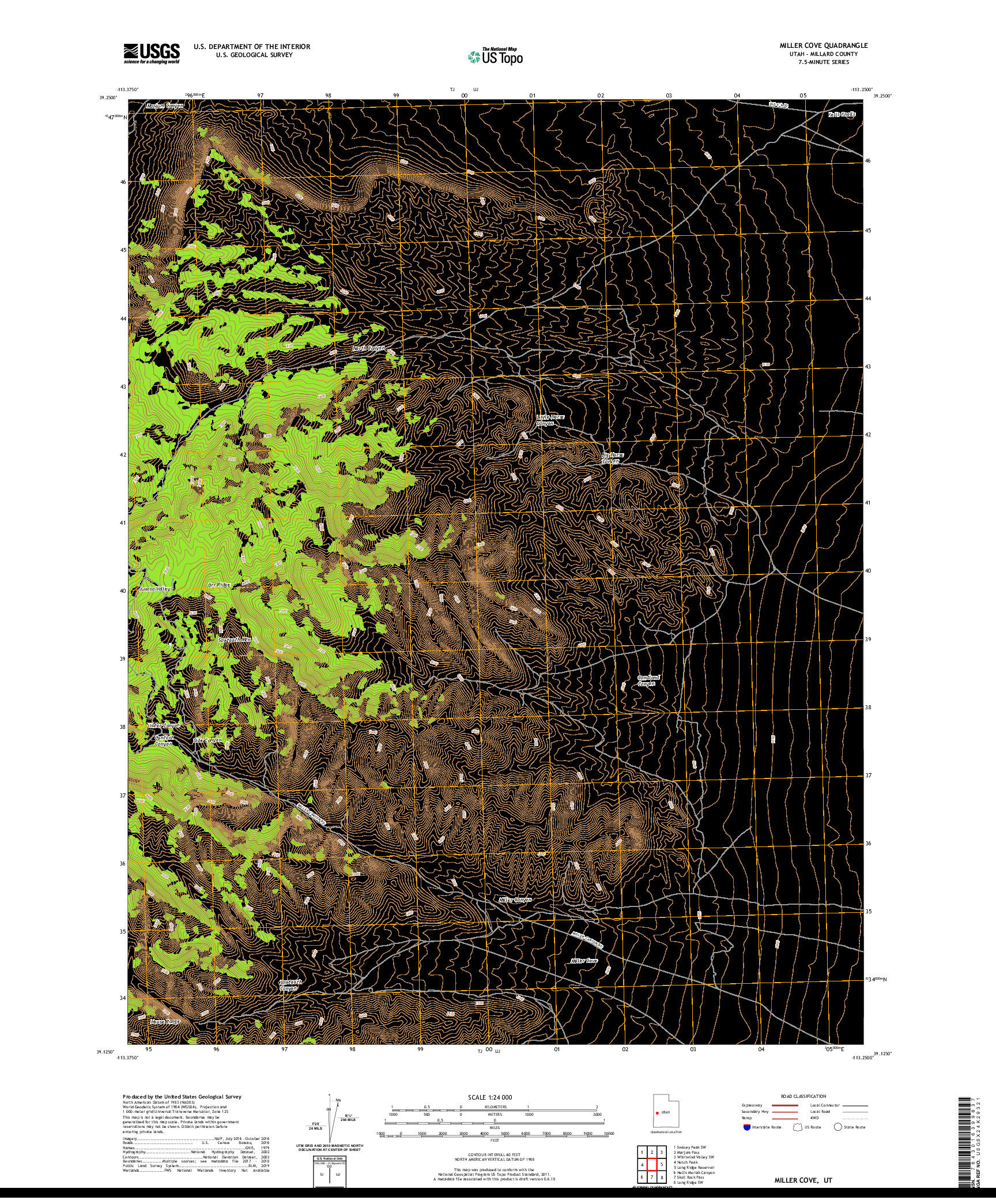 USGS US TOPO 7.5-MINUTE MAP FOR MILLER COVE, UT 2020