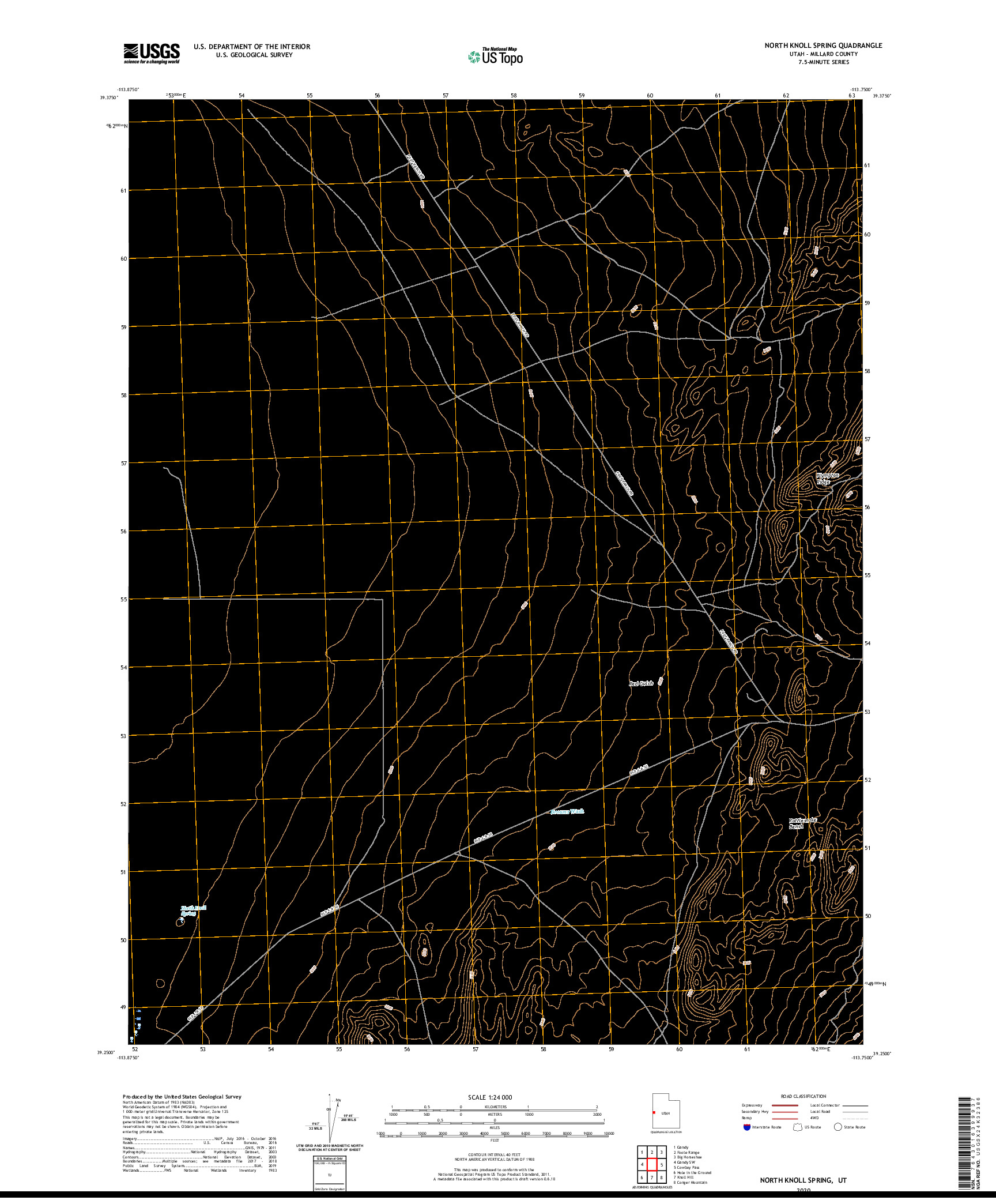 USGS US TOPO 7.5-MINUTE MAP FOR NORTH KNOLL SPRING, UT 2020