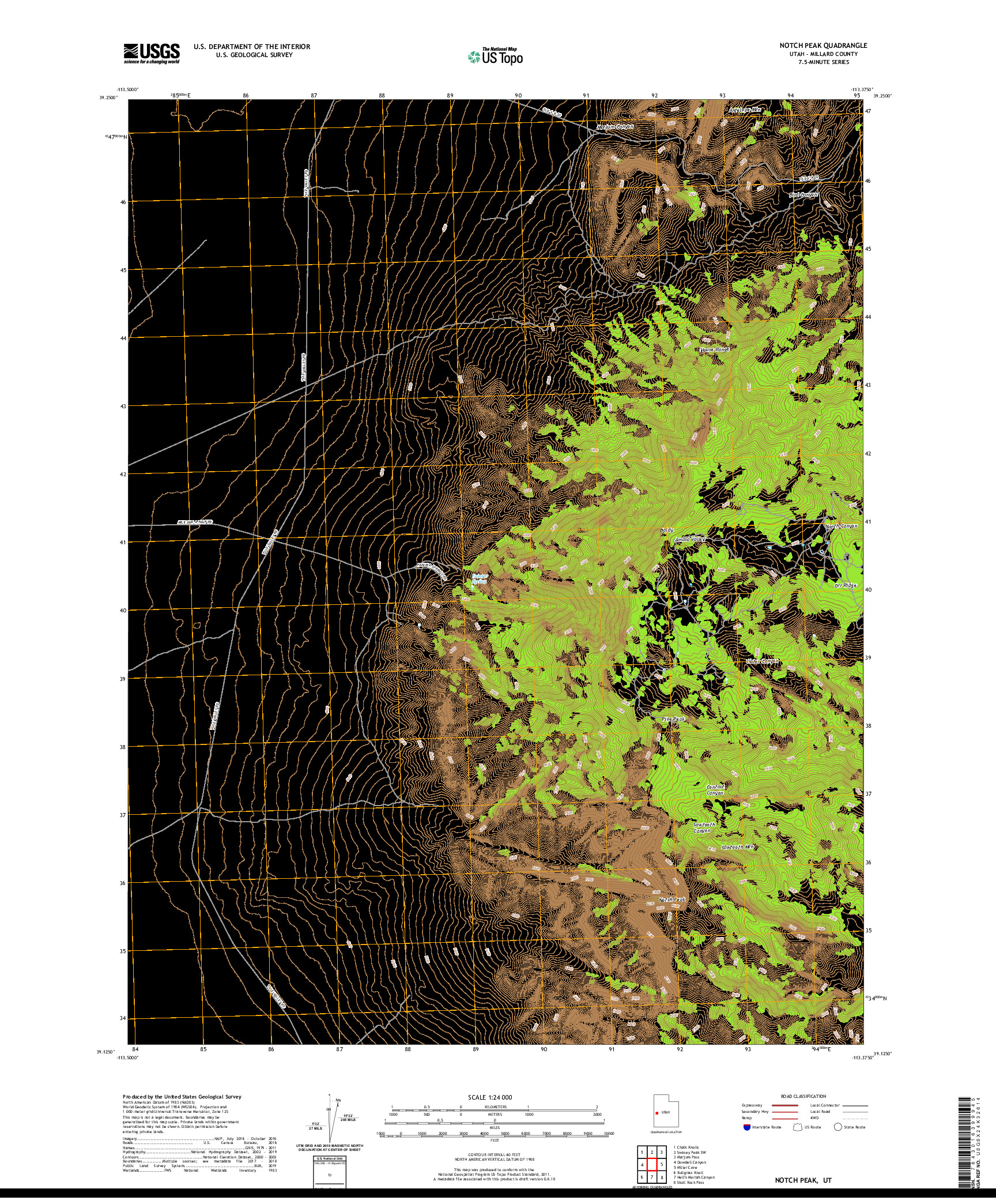 USGS US TOPO 7.5-MINUTE MAP FOR NOTCH PEAK, UT 2020