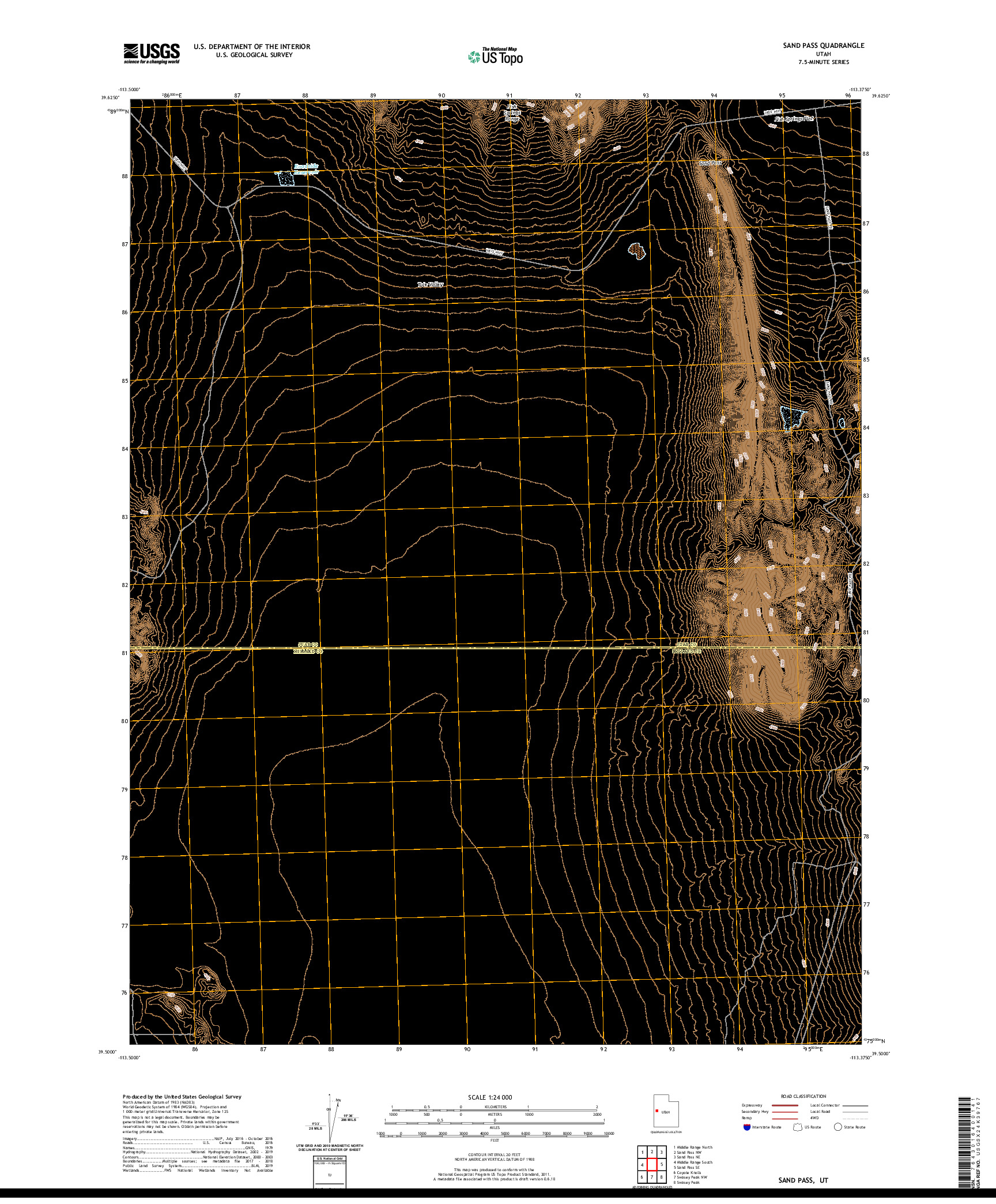 USGS US TOPO 7.5-MINUTE MAP FOR SAND PASS, UT 2020