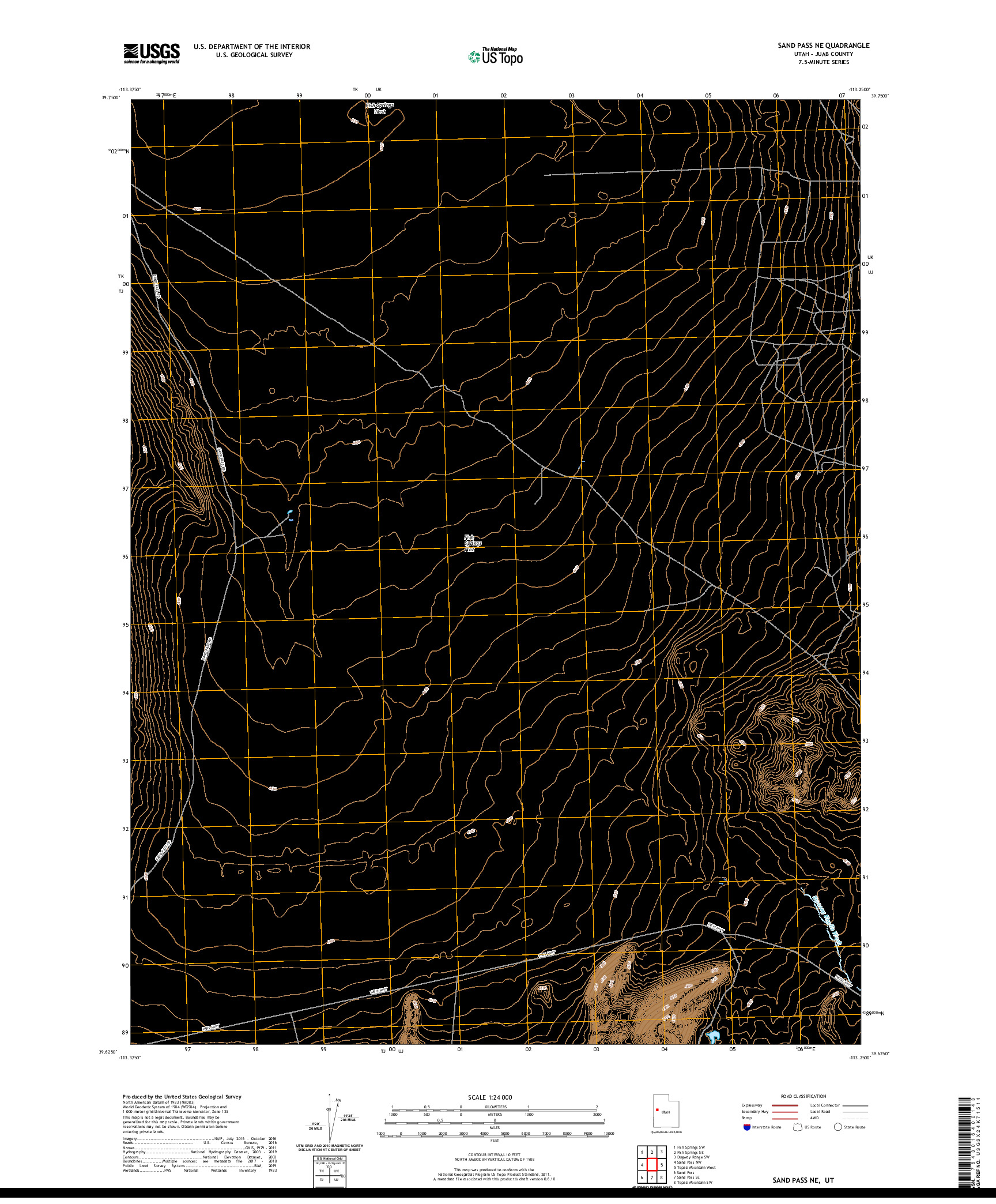 USGS US TOPO 7.5-MINUTE MAP FOR SAND PASS NE, UT 2020