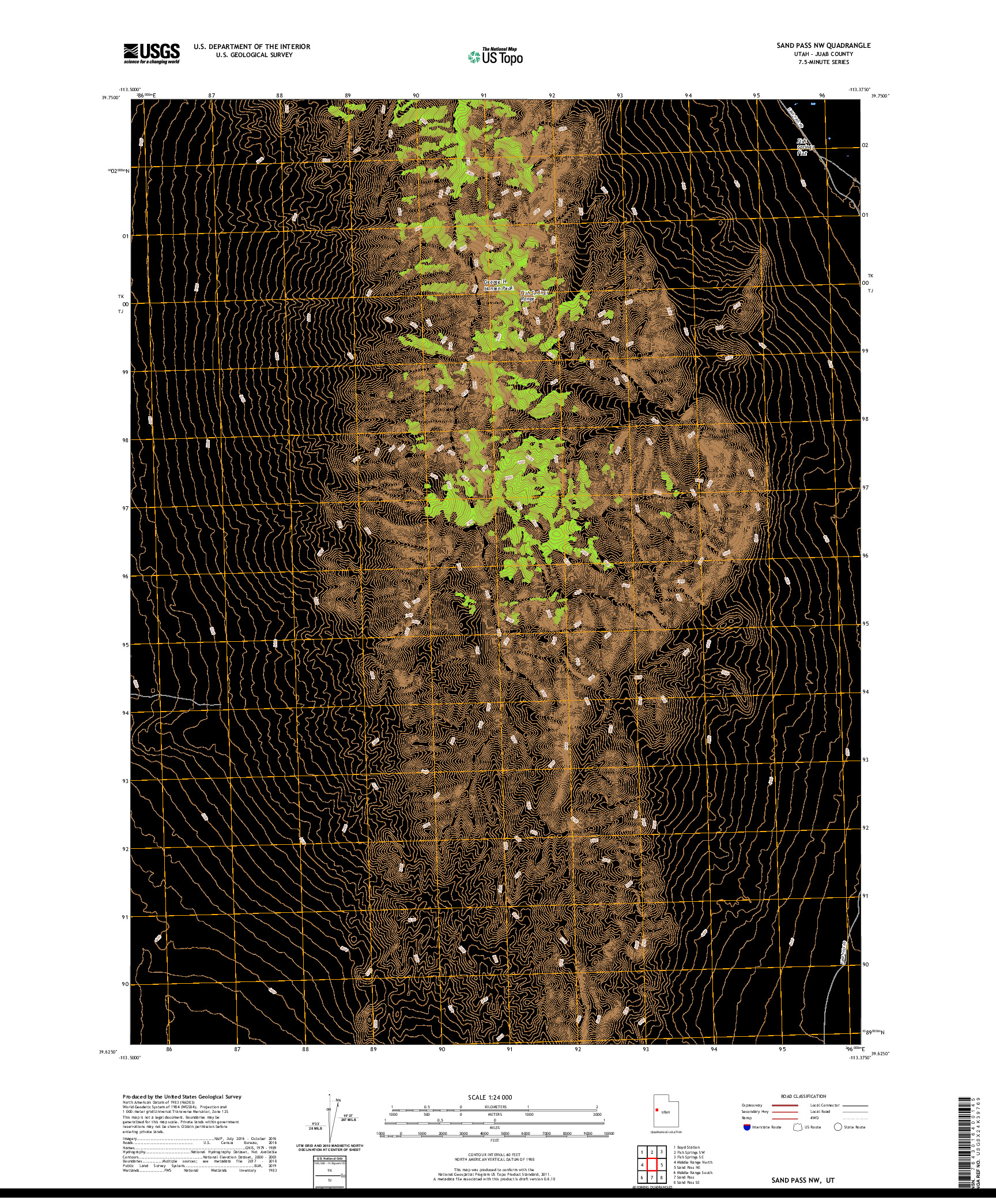 USGS US TOPO 7.5-MINUTE MAP FOR SAND PASS NW, UT 2020