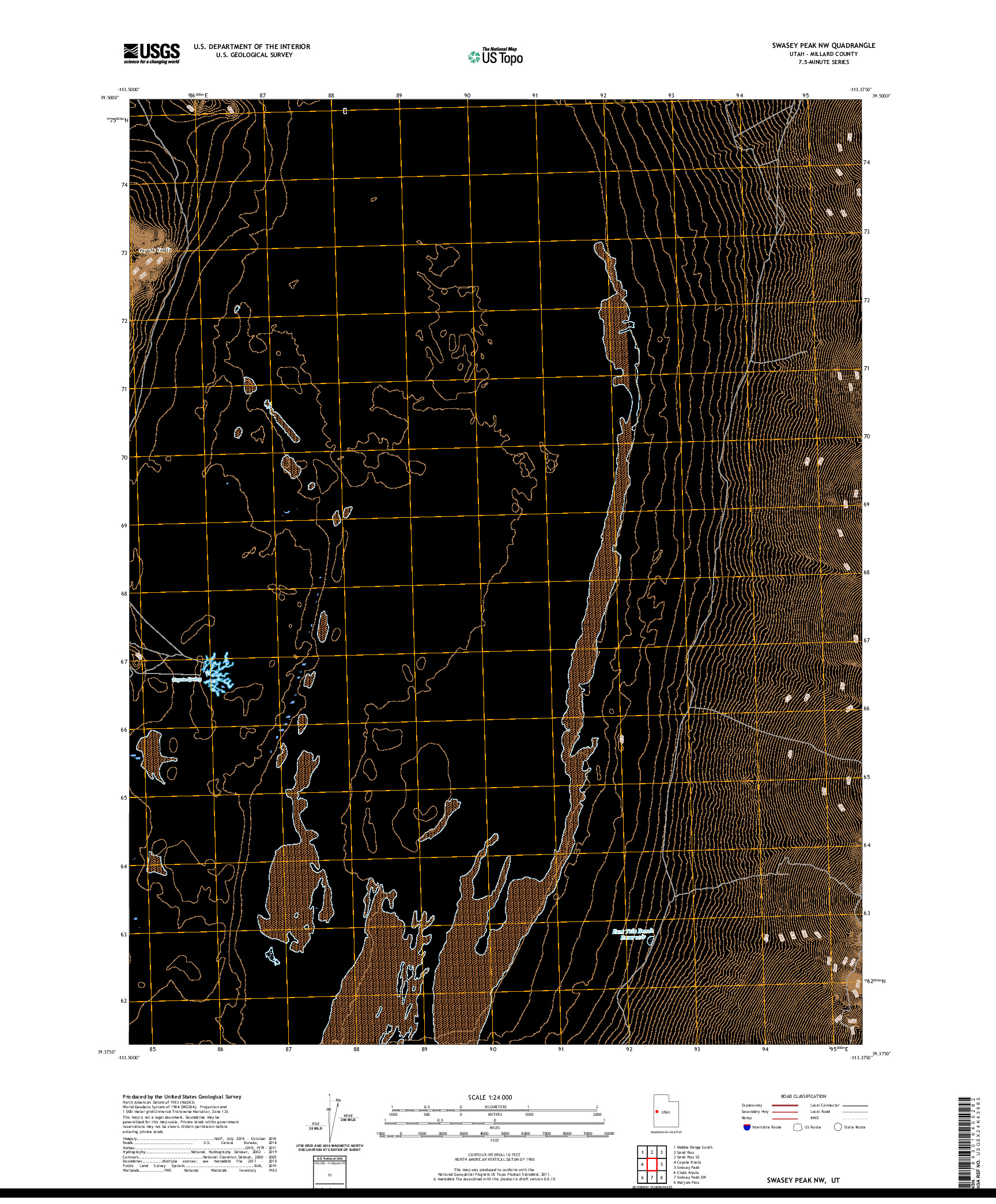 USGS US TOPO 7.5-MINUTE MAP FOR SWASEY PEAK NW, UT 2020