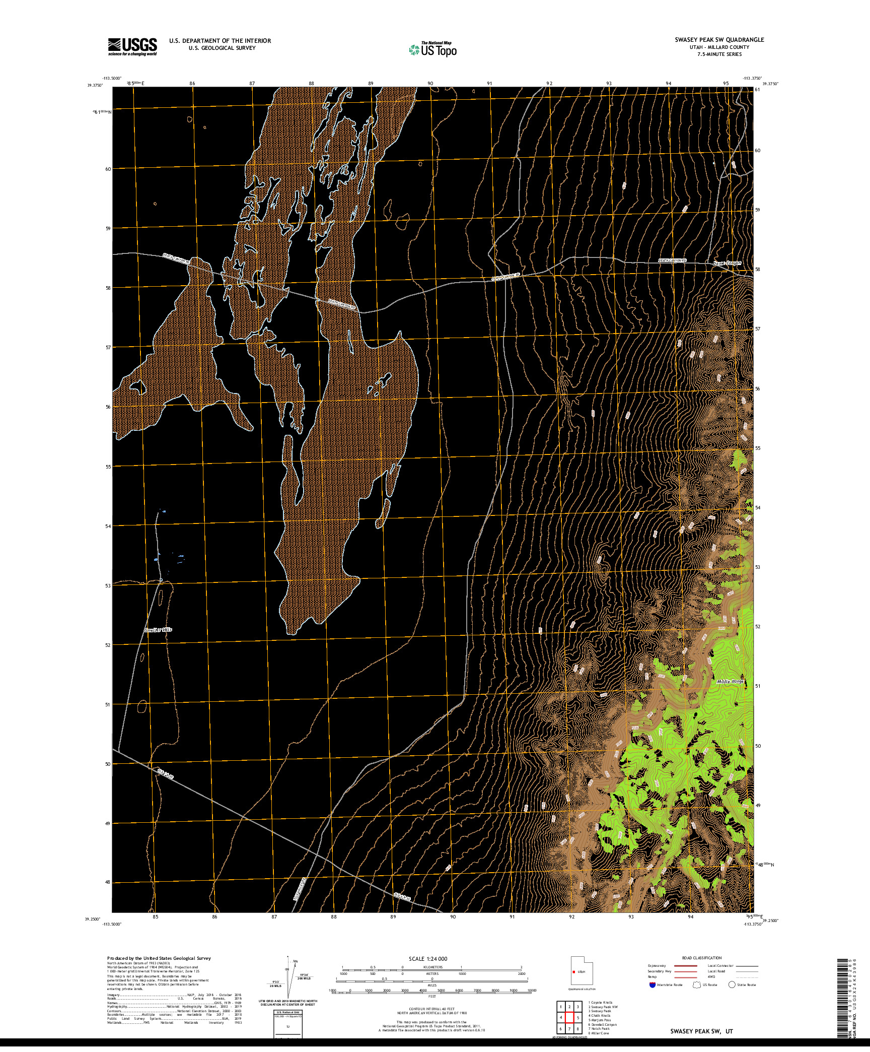 USGS US TOPO 7.5-MINUTE MAP FOR SWASEY PEAK SW, UT 2020