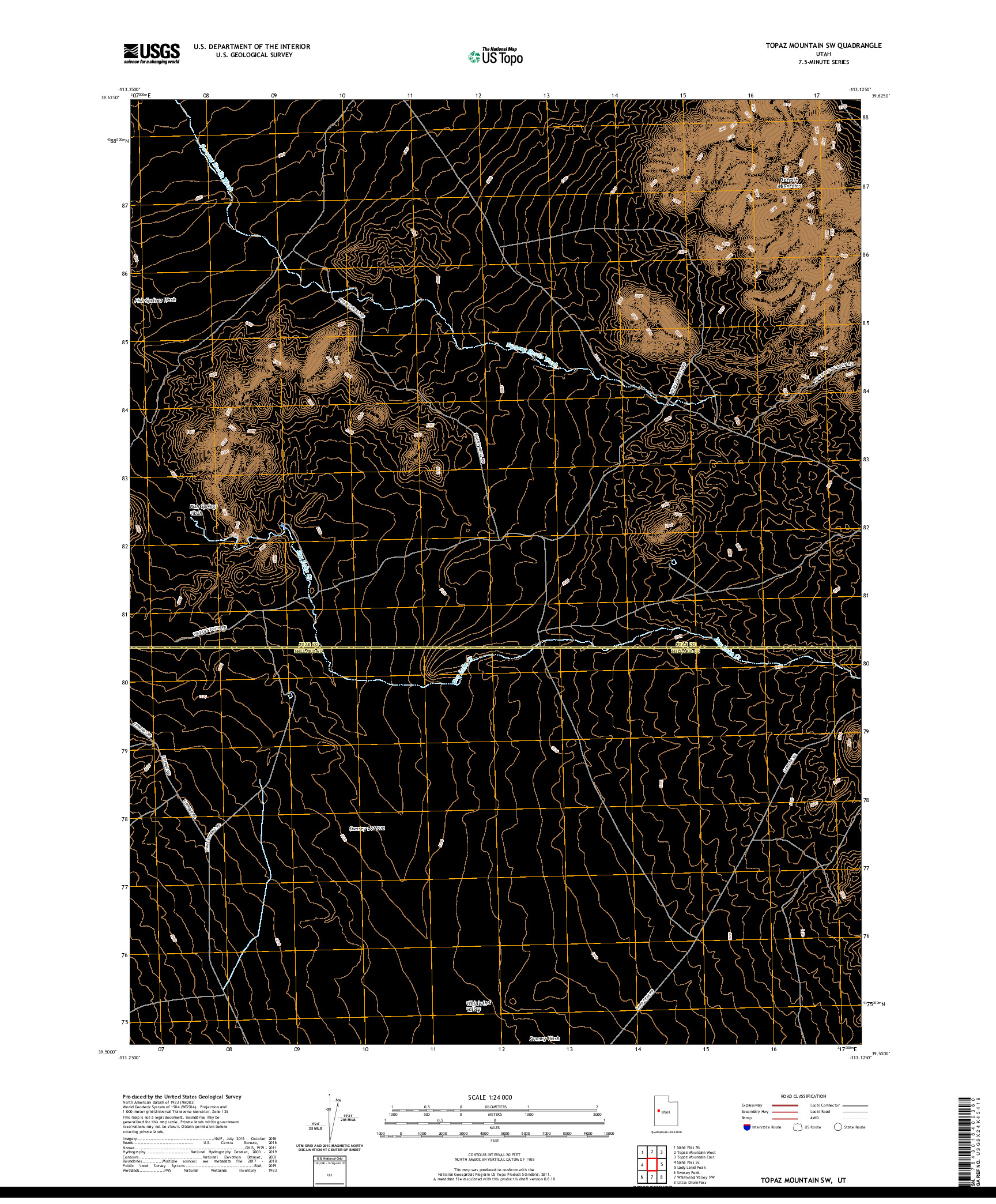 USGS US TOPO 7.5-MINUTE MAP FOR TOPAZ MOUNTAIN SW, UT 2020