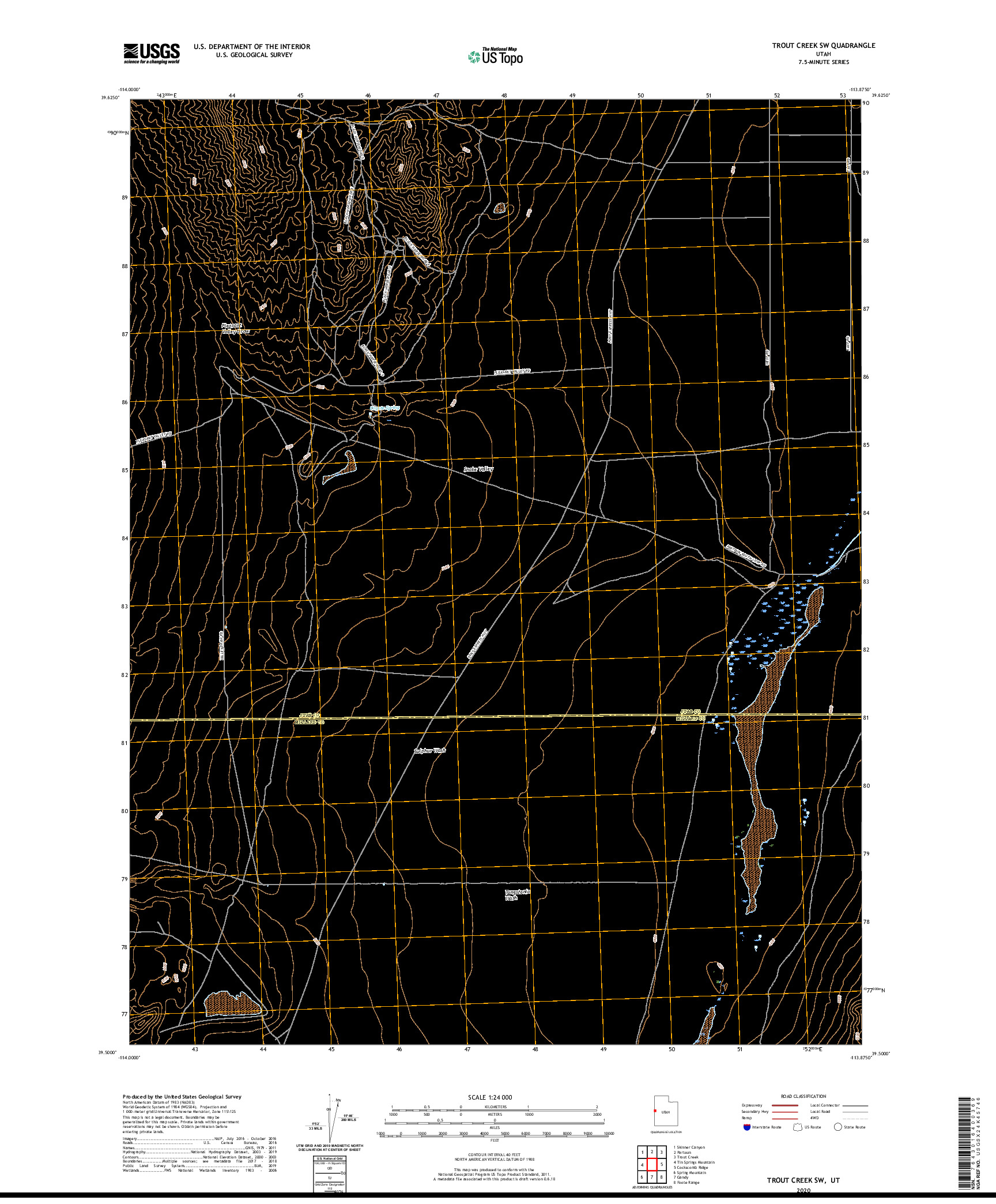 USGS US TOPO 7.5-MINUTE MAP FOR TROUT CREEK SW, UT 2020