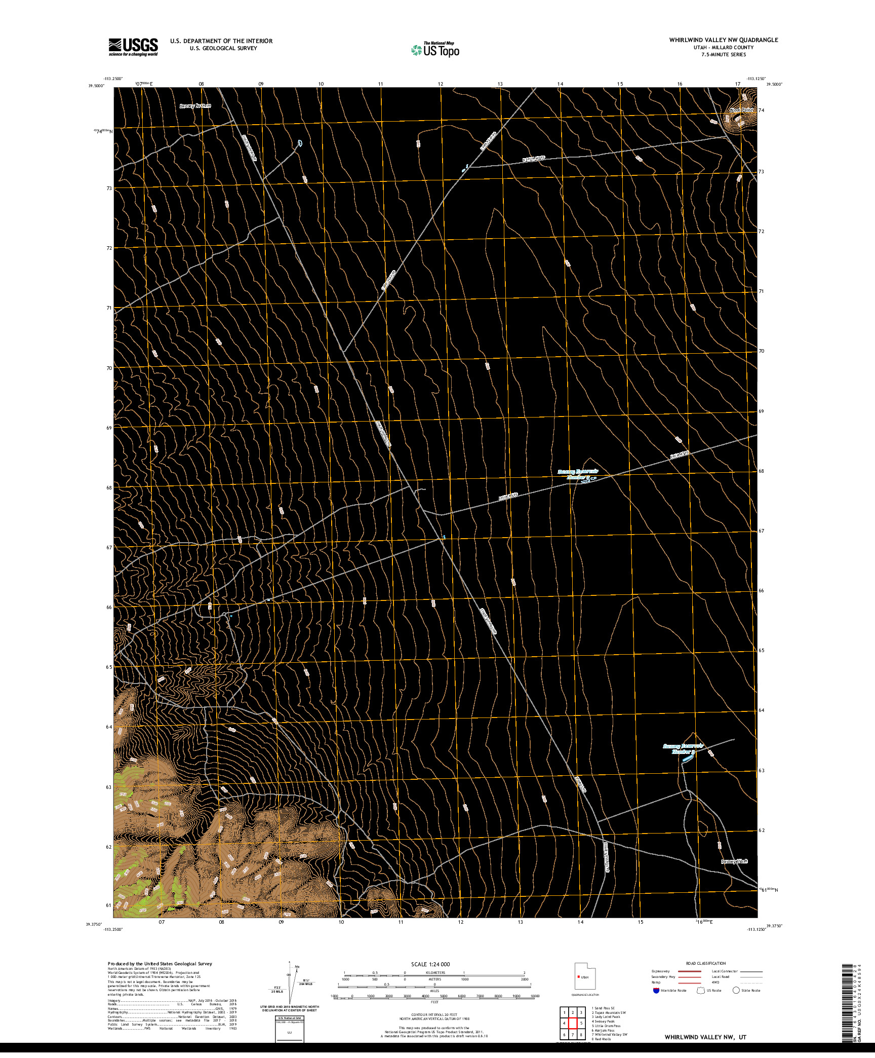 USGS US TOPO 7.5-MINUTE MAP FOR WHIRLWIND VALLEY NW, UT 2020