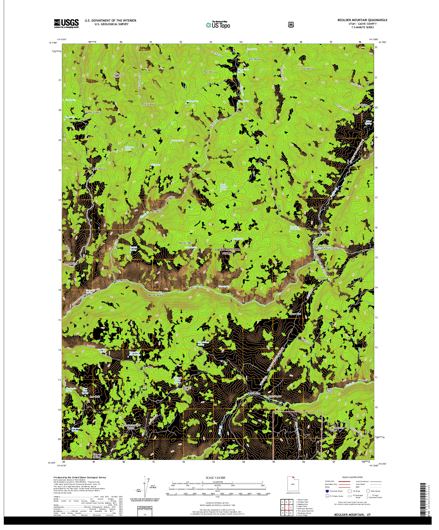 USGS US TOPO 7.5-MINUTE MAP FOR BOULDER MOUNTAIN, UT 2020