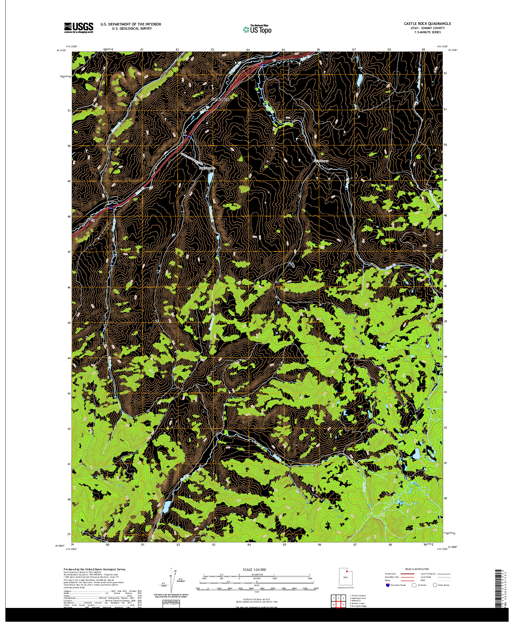 USGS US TOPO 7.5-MINUTE MAP FOR CASTLE ROCK, UT 2020
